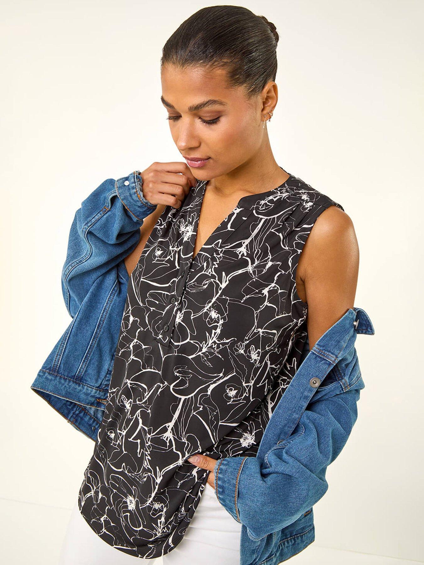 Roman Floral Print Stretch Vest