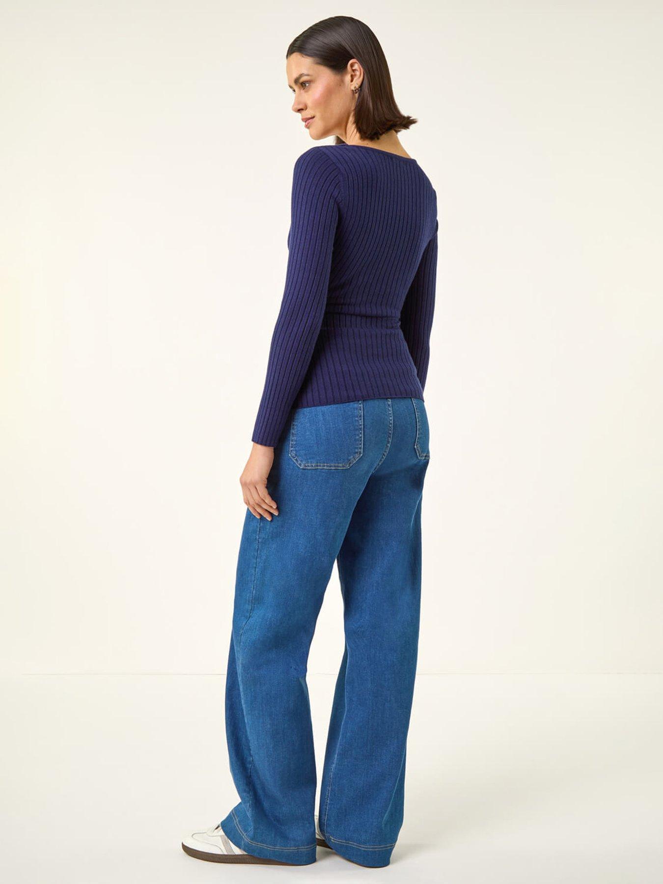 Image 2 of 5 of Roman Wrap Front Ribbed Knit Top