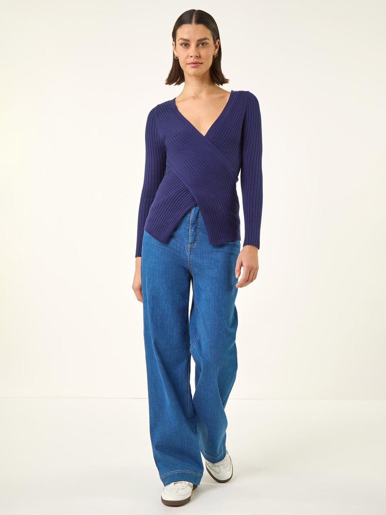Image 3 of 5 of Roman Wrap Front Ribbed Knit Top