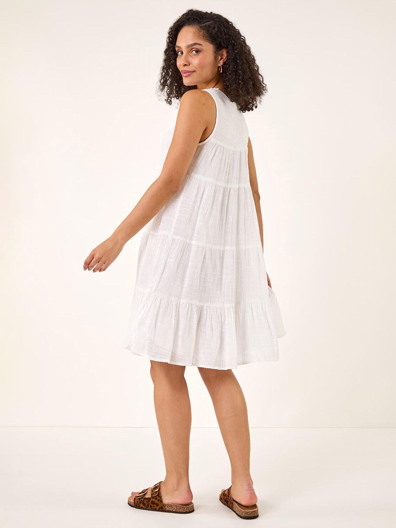 Image 2 of 5 of Roman Cotton Trim Detail Smock Dress