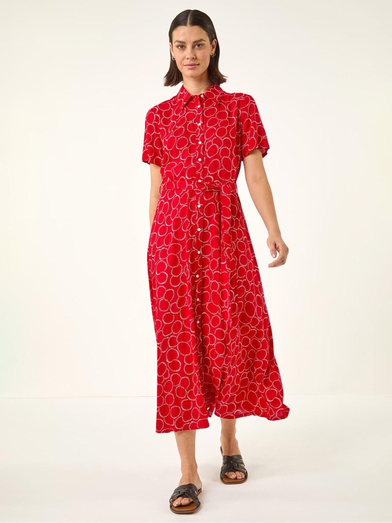 Image 3 of 5 of Roman Geo Print Belted Shirt Dress