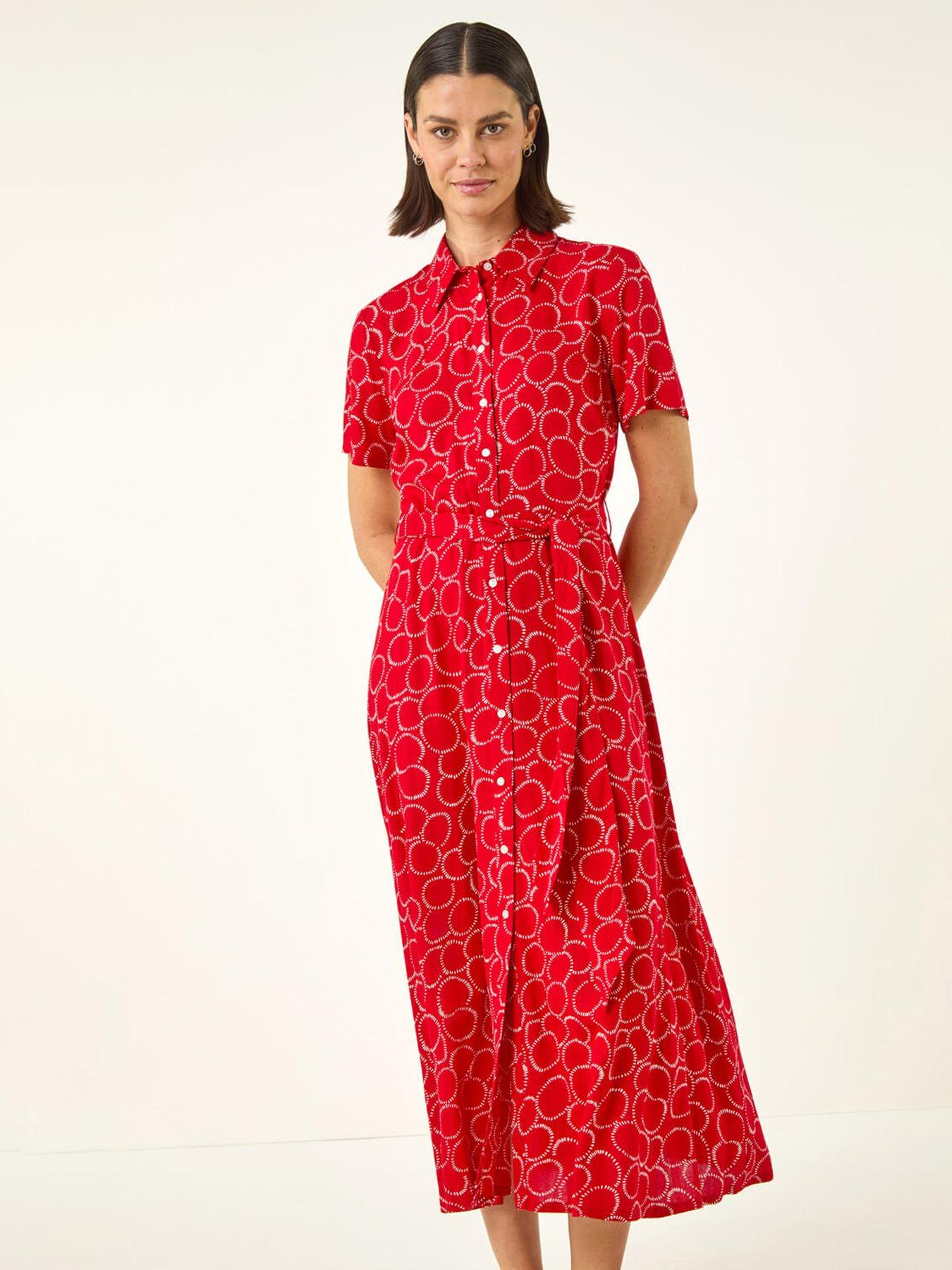 Image 4 of 5 of Roman Geo Print Belted Shirt Dress