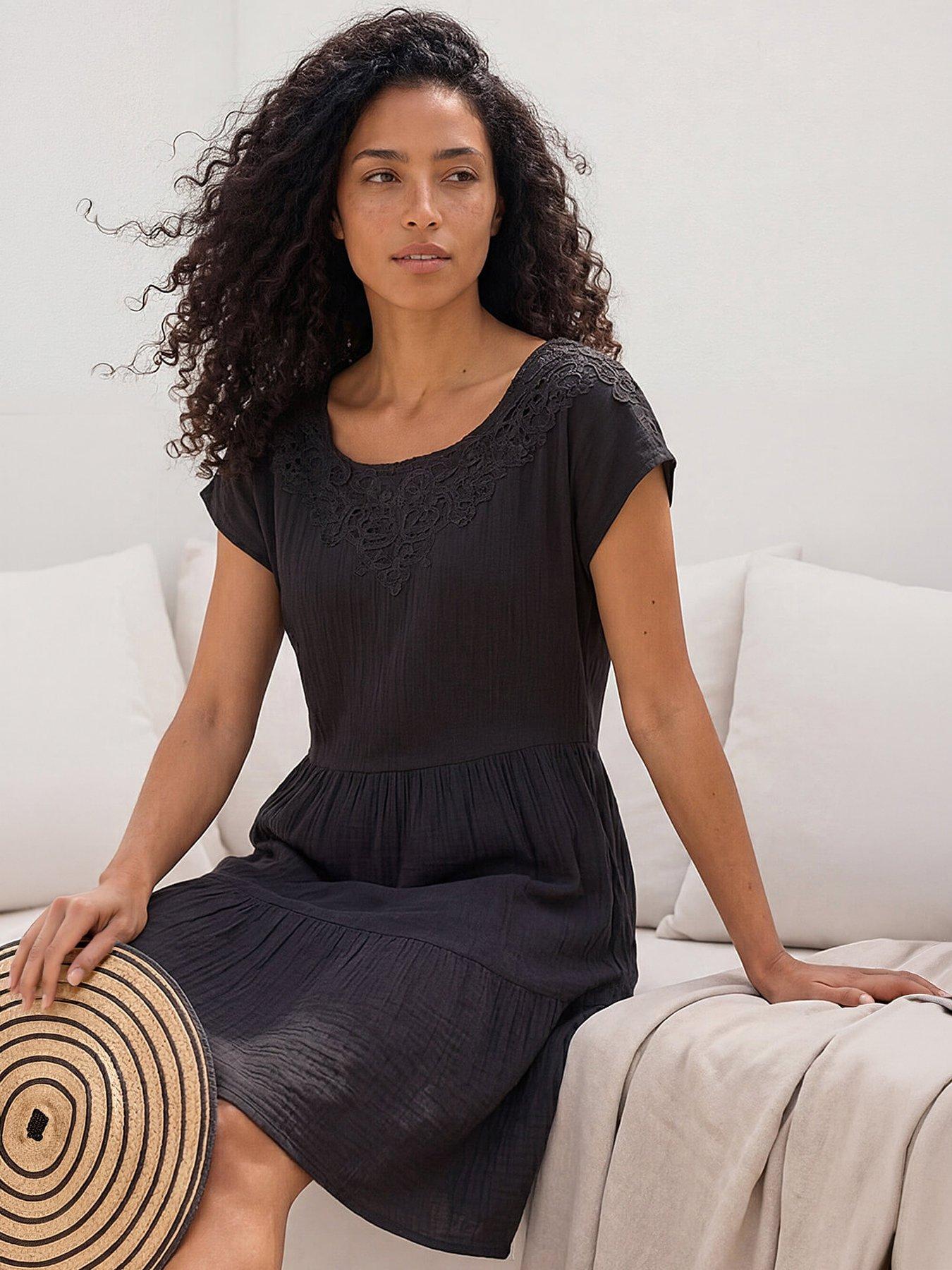 Roman Cotton Trim Detail Mini Dress