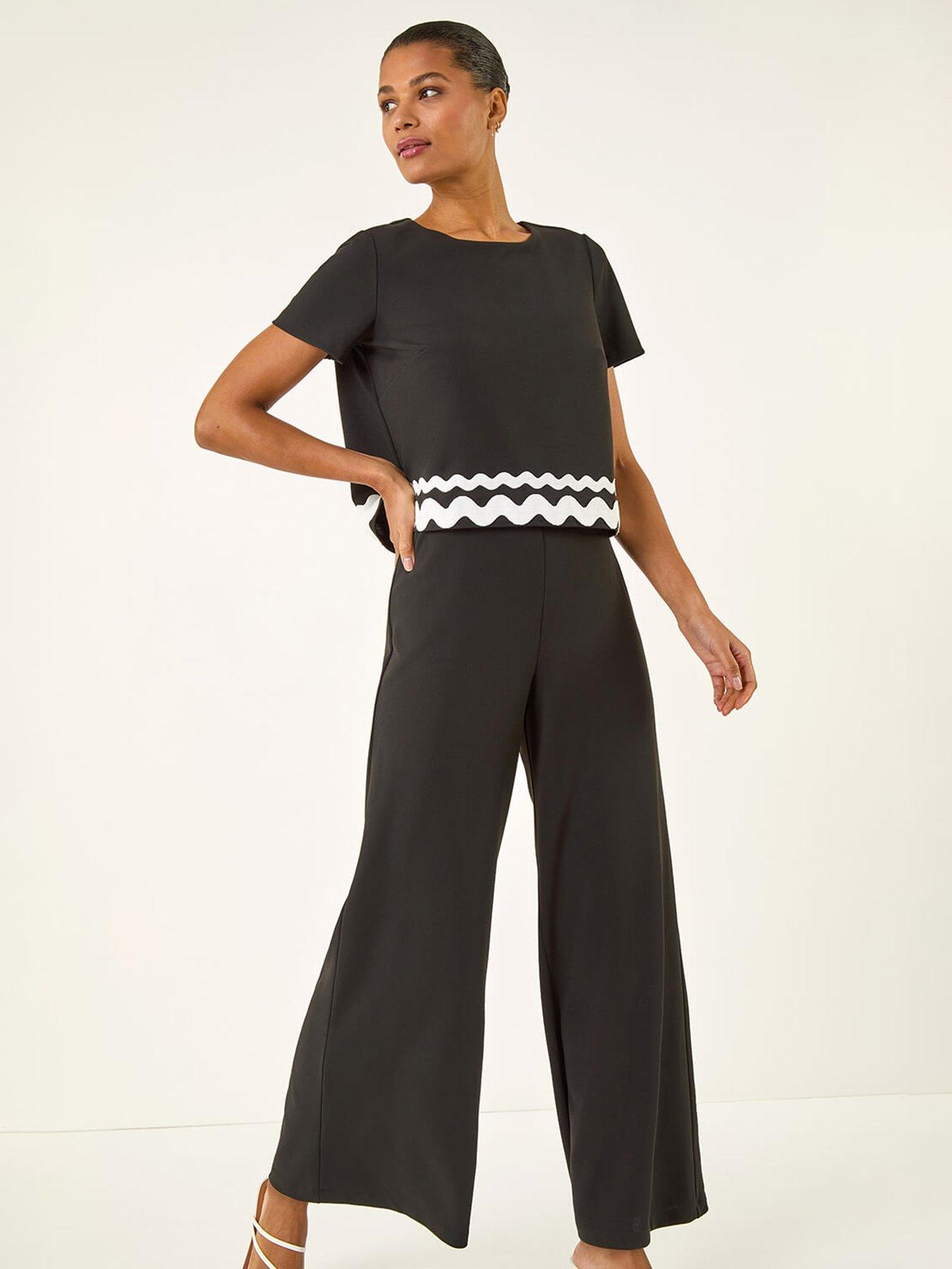 Image 2 of 5 of Roman Ric Rac Trim Stretch Jumpsuit