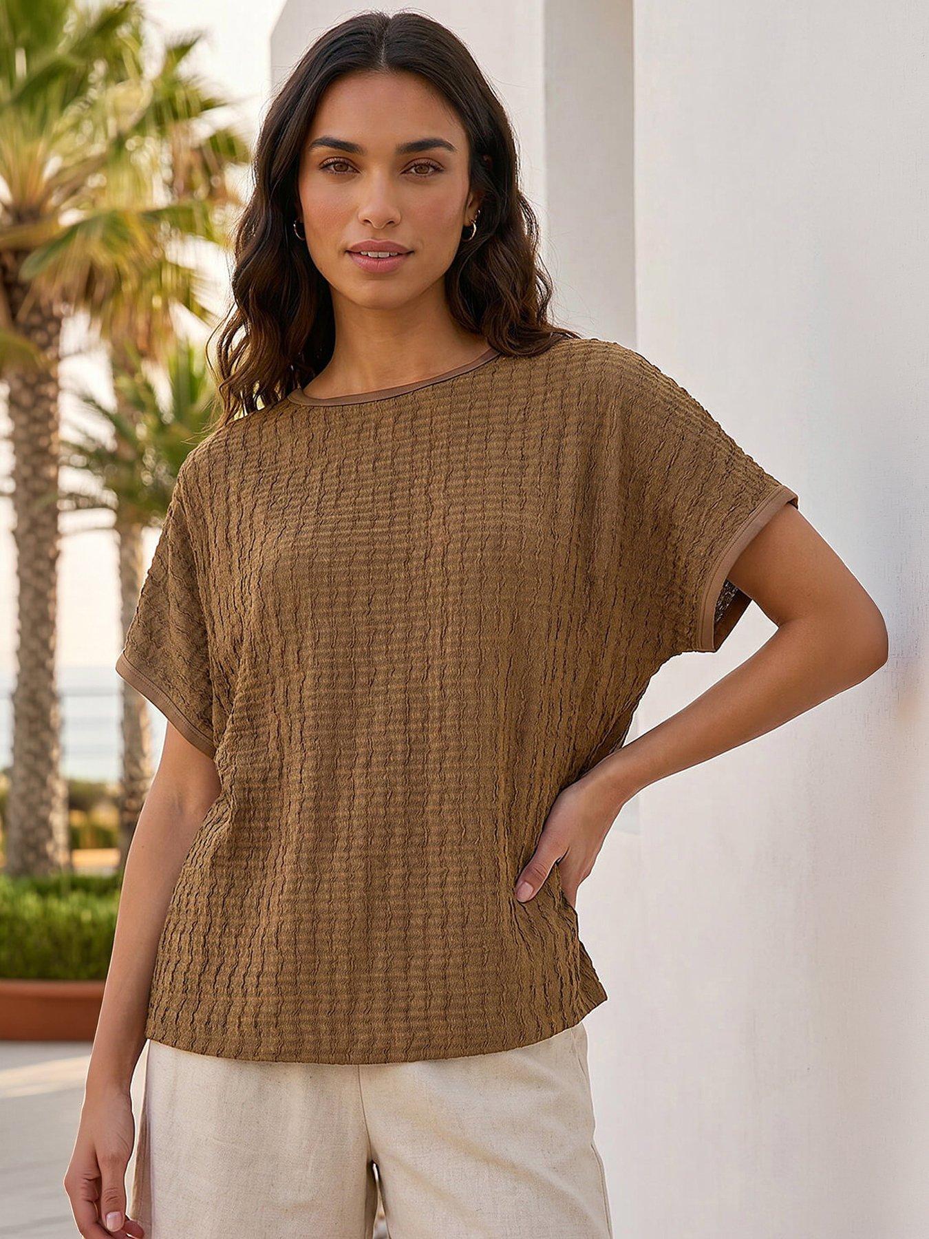 Roman Textured Stretch Tunic Top