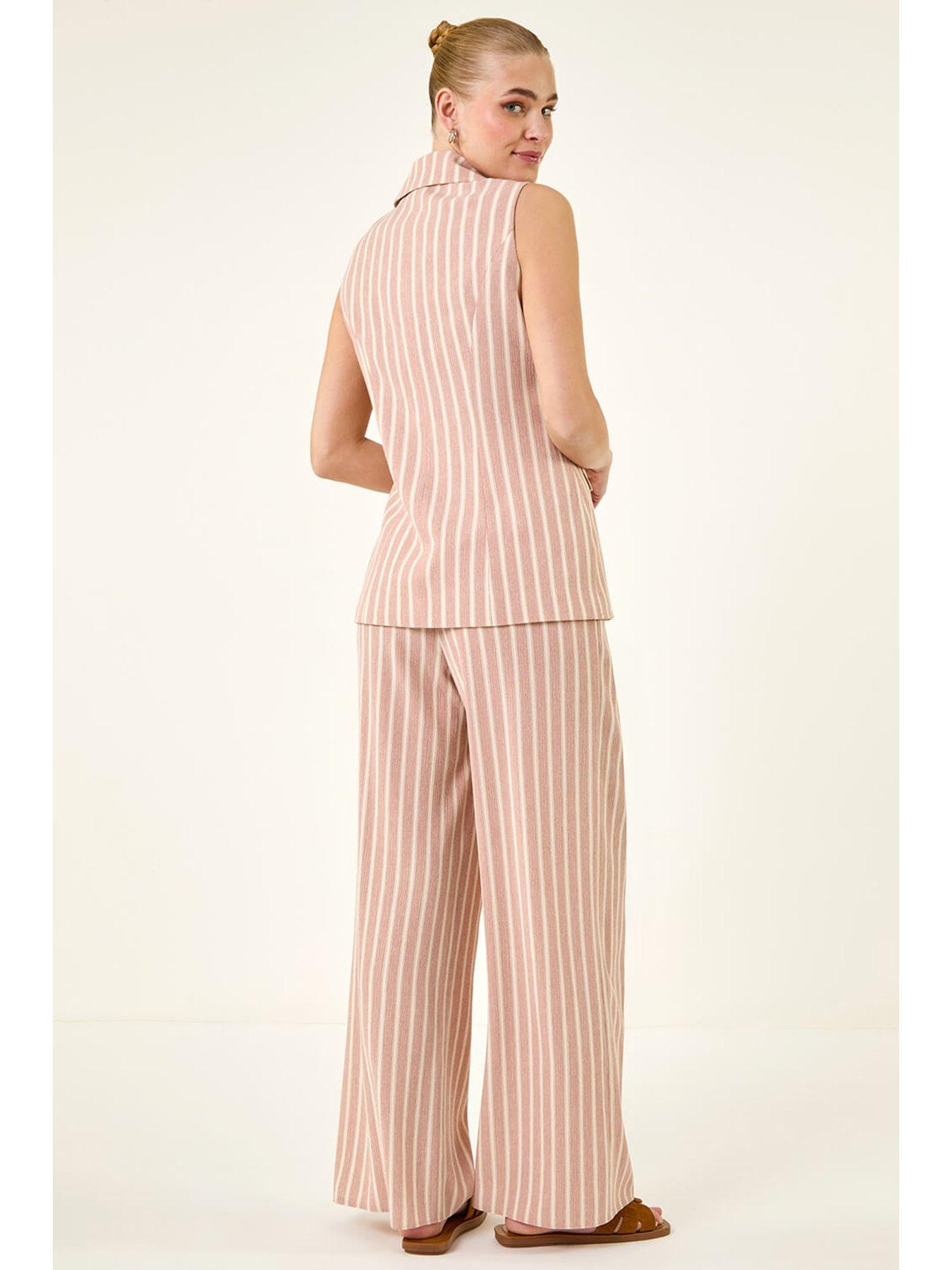 Image 2 of 5 of Roman Stripe Longline Waistcoat