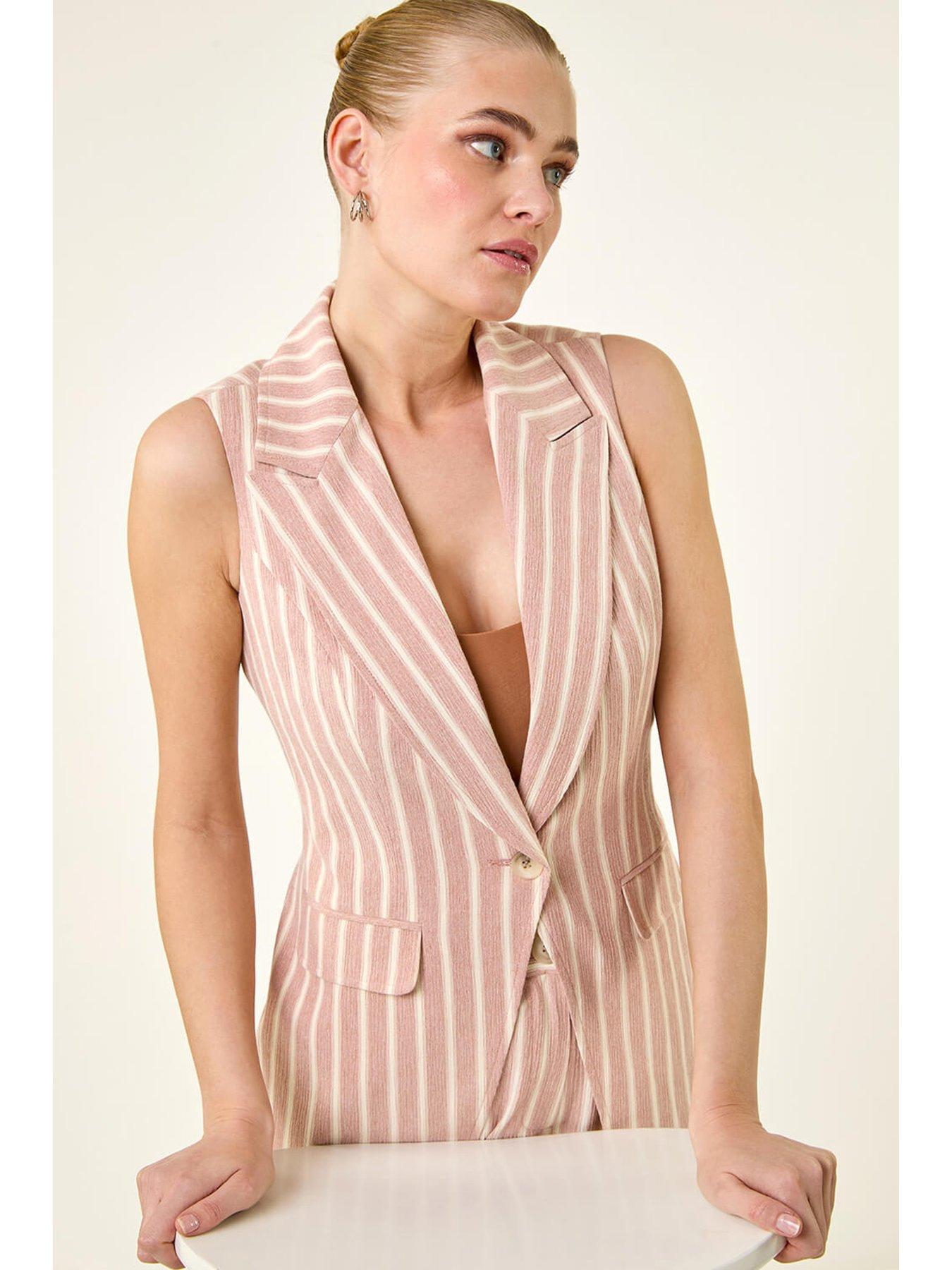 Image 4 of 5 of Roman Stripe Longline Waistcoat