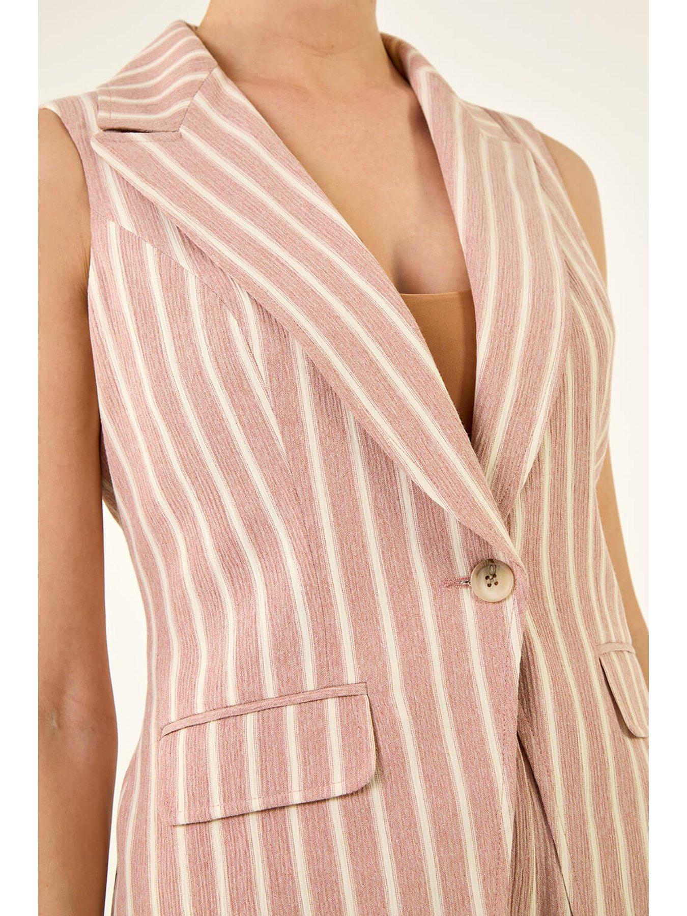 Image 5 of 5 of Roman Stripe Longline Waistcoat