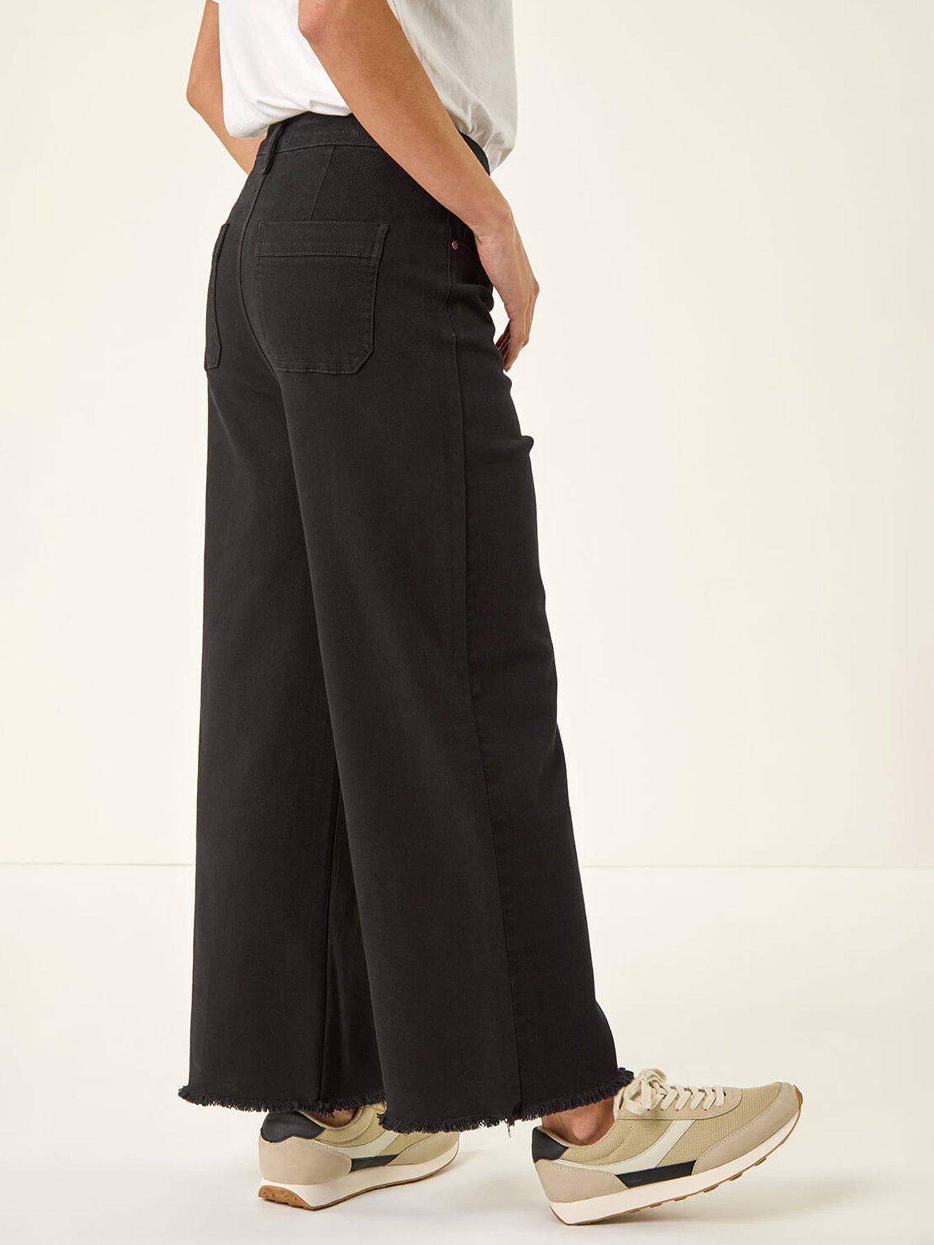 Image 2 of 5 of Roman Petite Cotton Frayed Hem Trouser