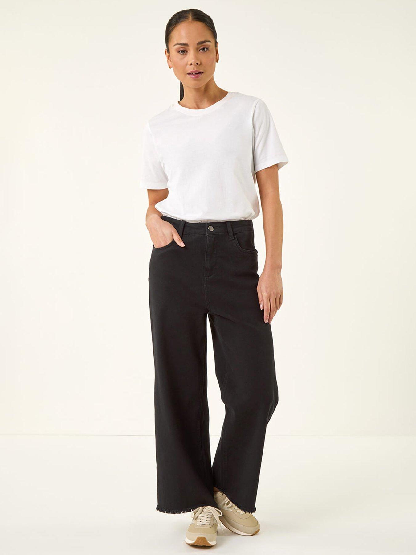 Image 3 of 5 of Roman Petite Cotton Frayed Hem Trouser