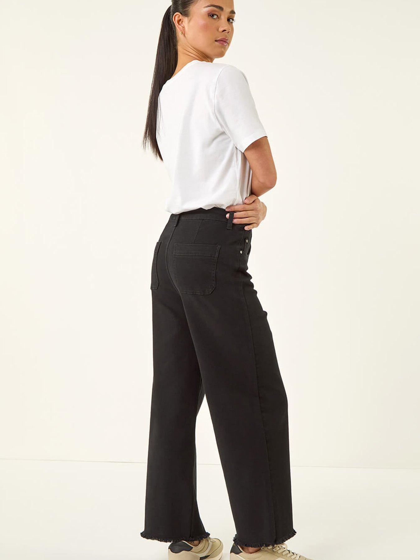 Image 4 of 5 of Roman Petite Cotton Frayed Hem Trouser