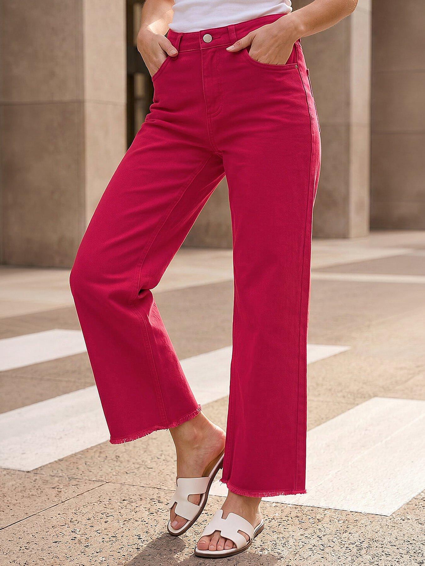 Image 1 of 4 of Roman Petite Cotton Frayed Hem Trouser