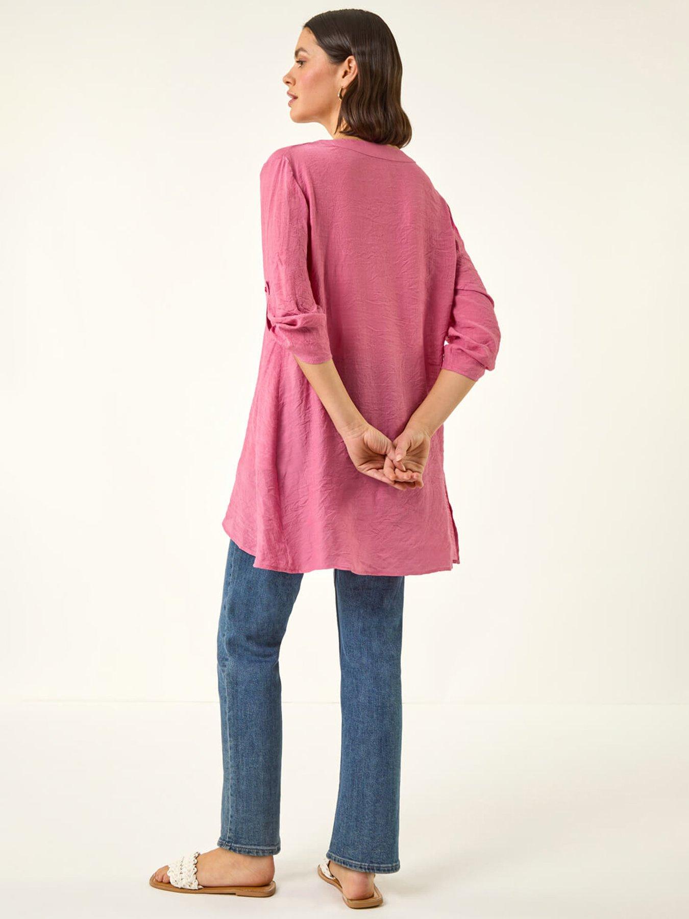 Image 2 of 5 of Roman V-neck Wrap Hem Tunic Top
