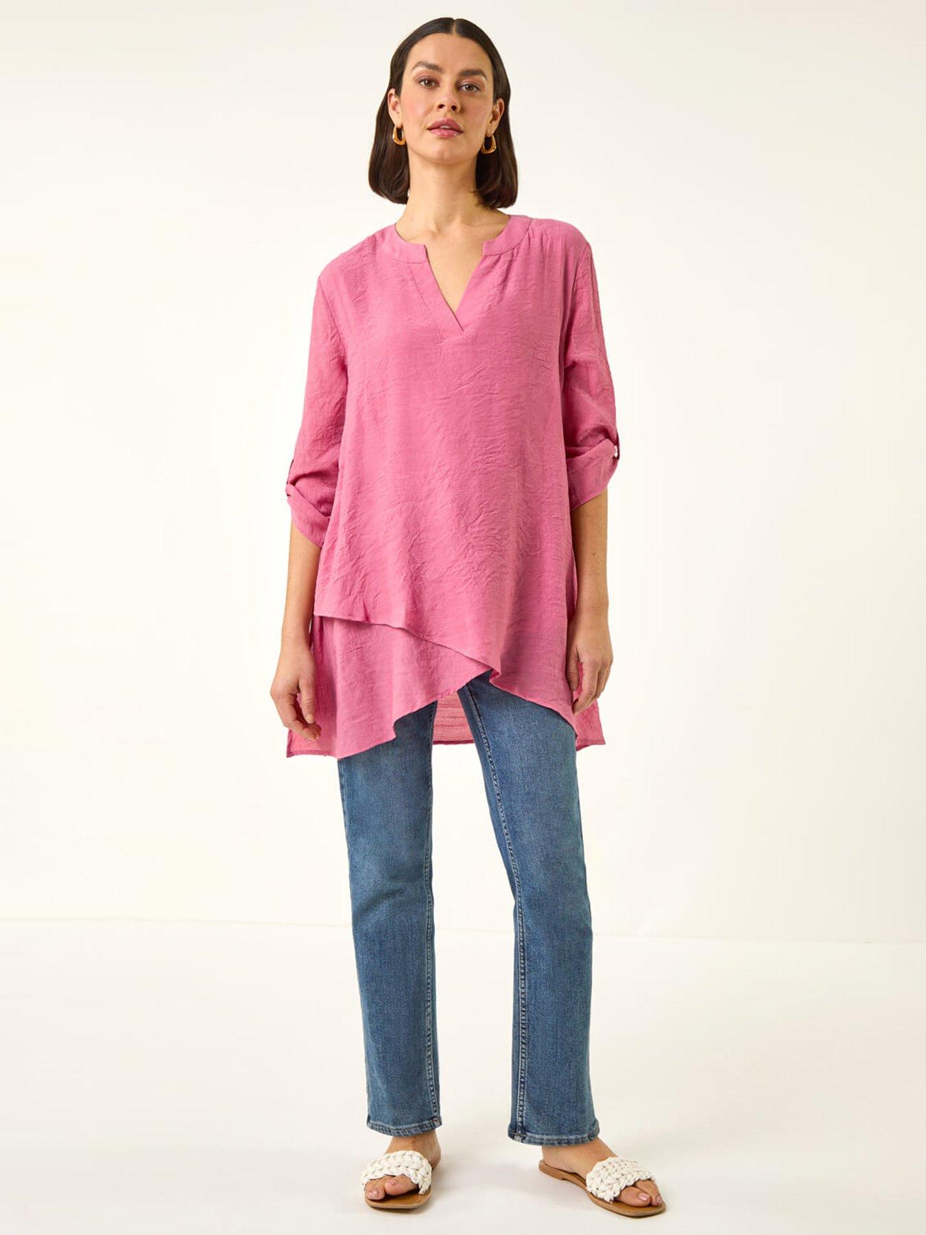 Image 3 of 5 of Roman V-neck Wrap Hem Tunic Top