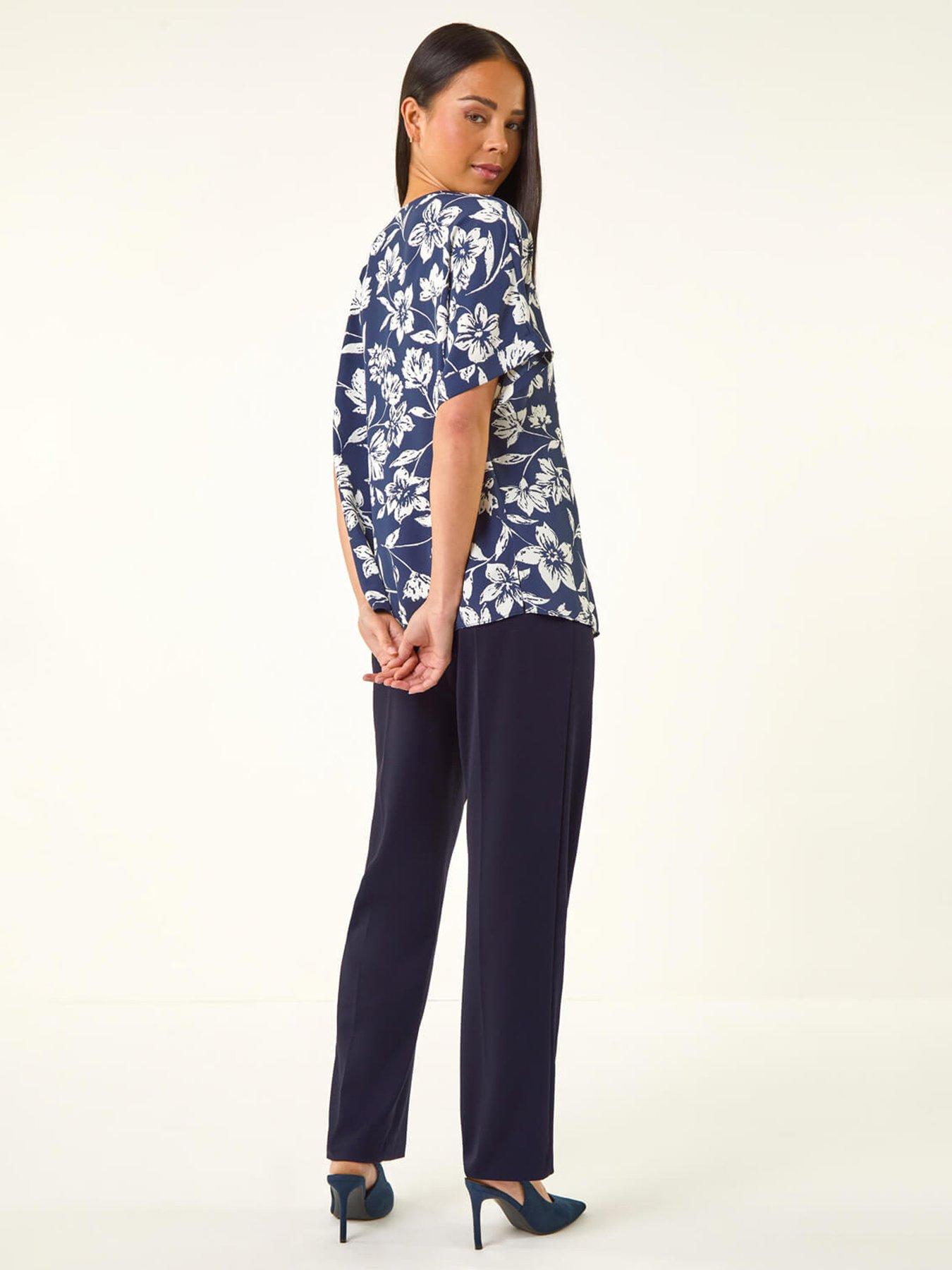Image 2 of 5 of Roman Petite Floral Print Button Top
