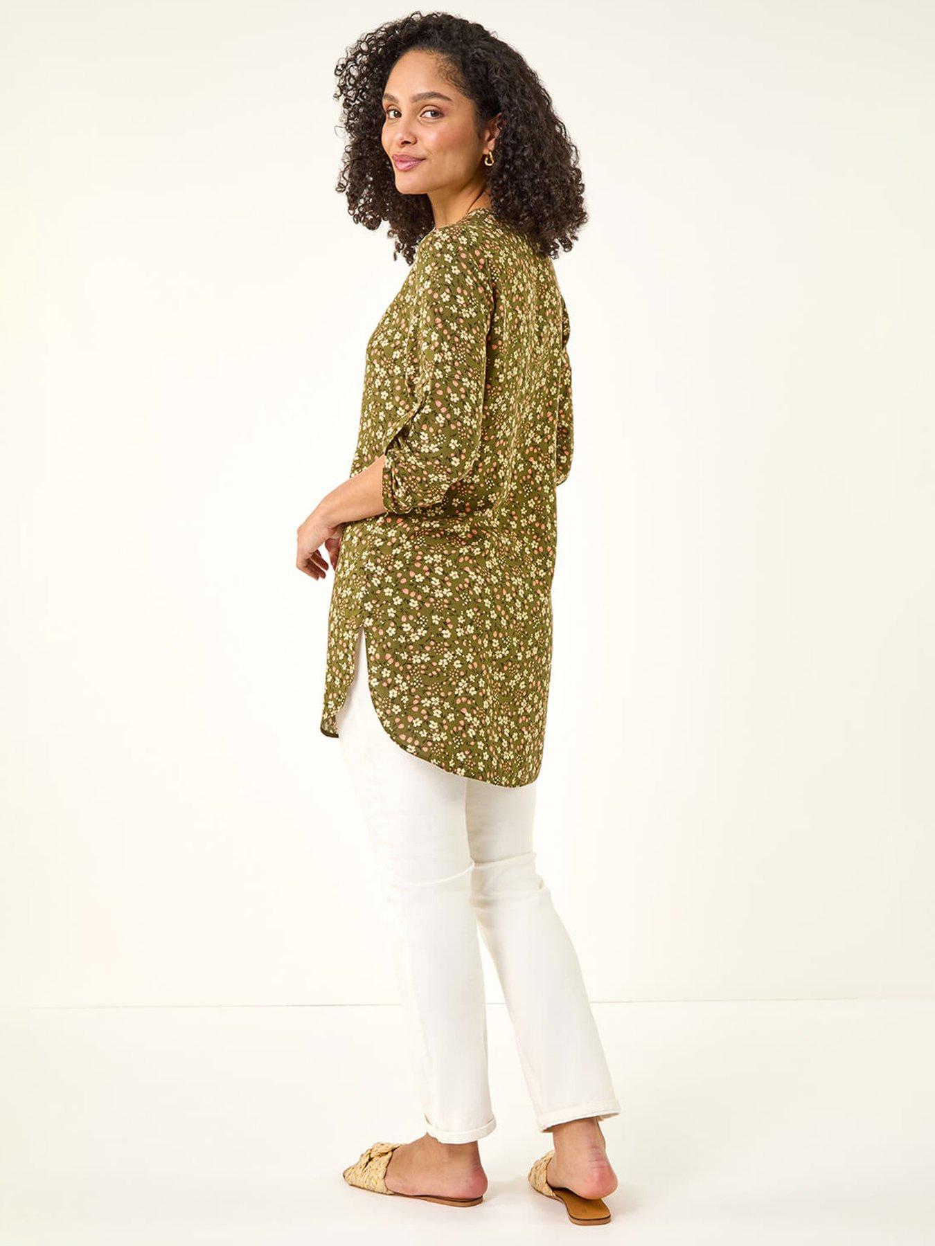Image 2 of 5 of Roman Ditsy Floral Print Tunic Top