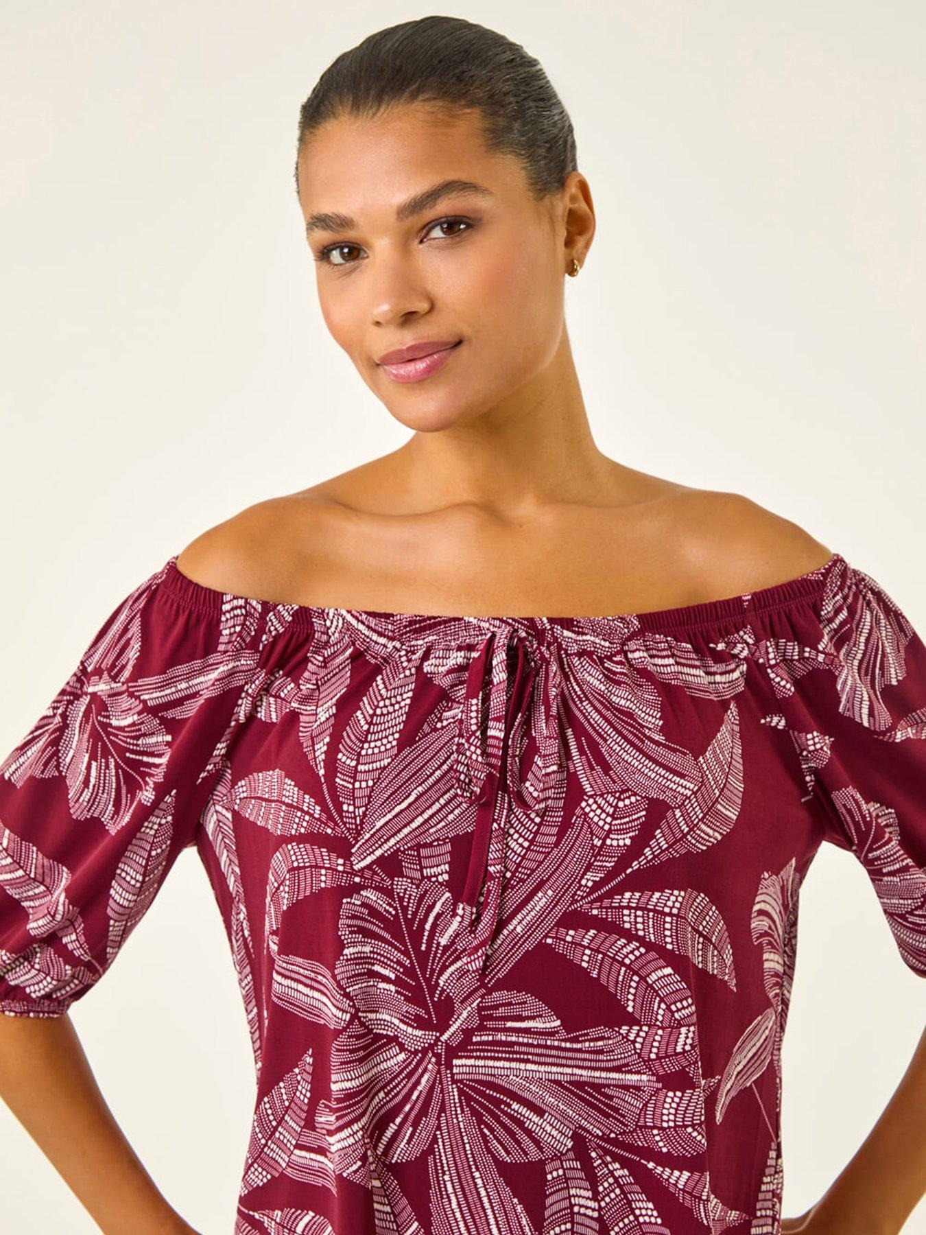 roman-floral-puff-print-bardot-topoutfit