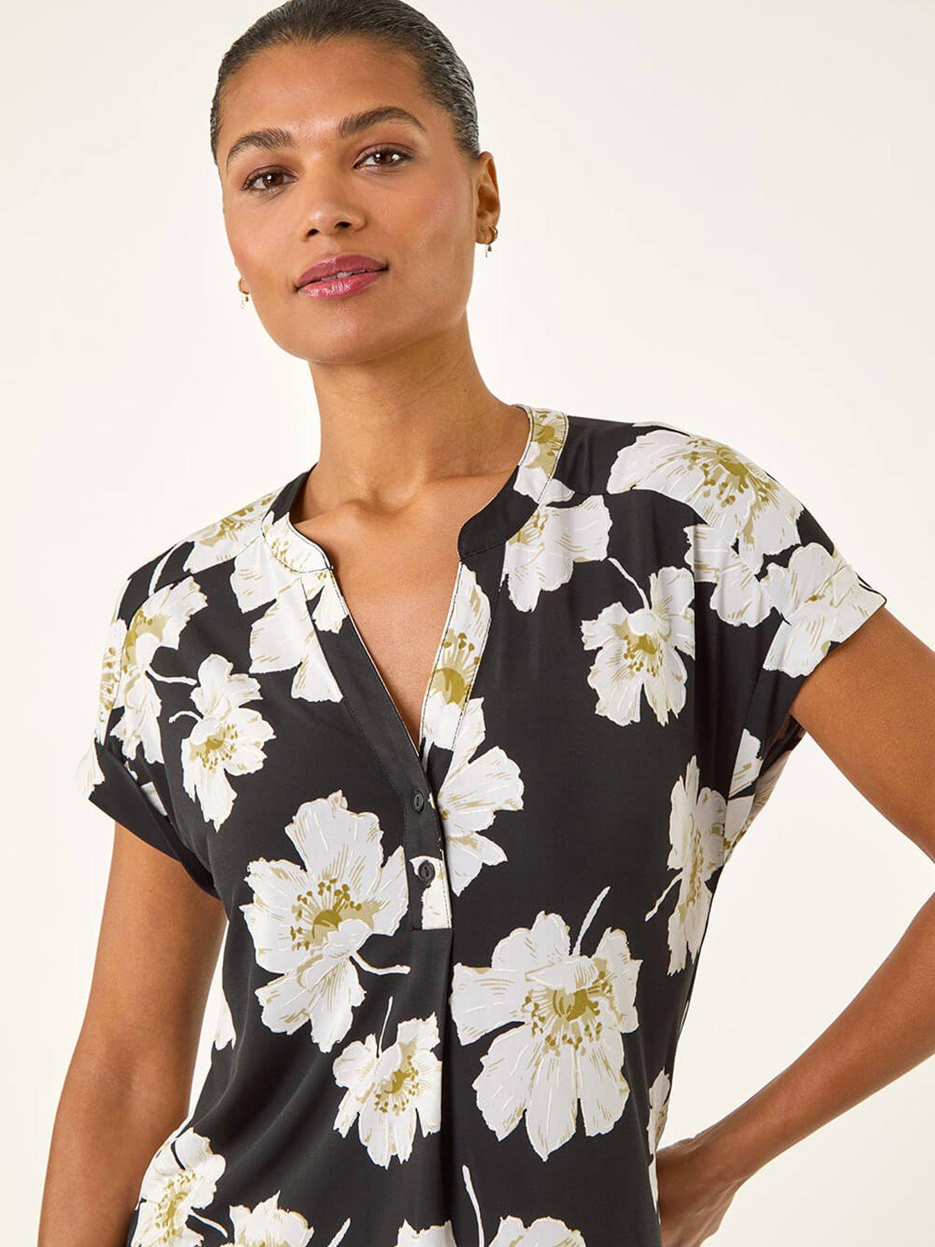 roman-floral-puff-print-stretch-topoutfit