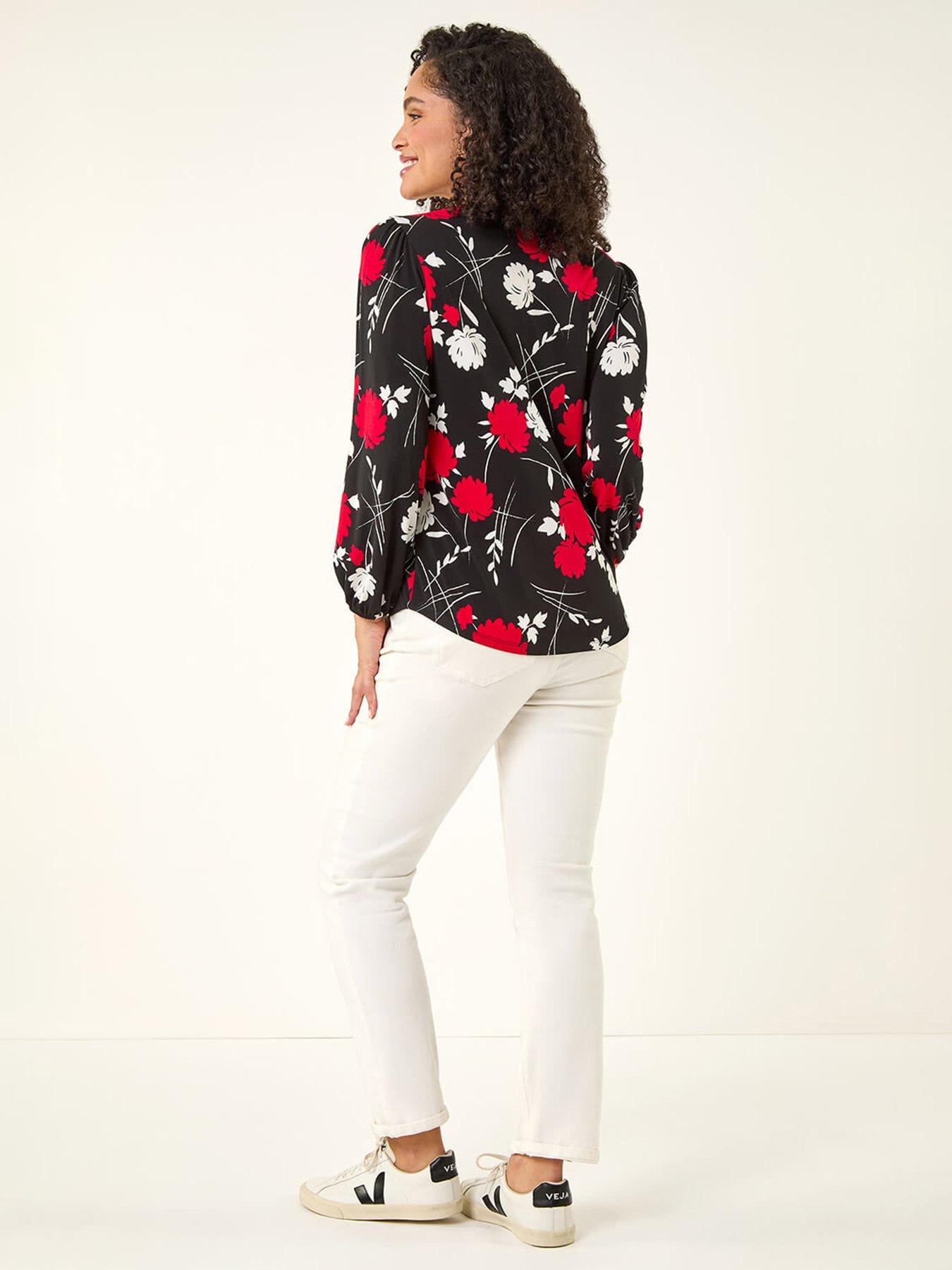 Image 2 of 5 of Roman Floral Tile Print Stretch Top