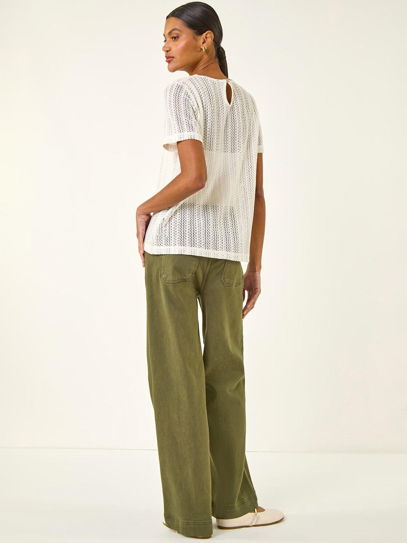 Image 2 of 4 of Roman Textured Floral Line Stretch Top