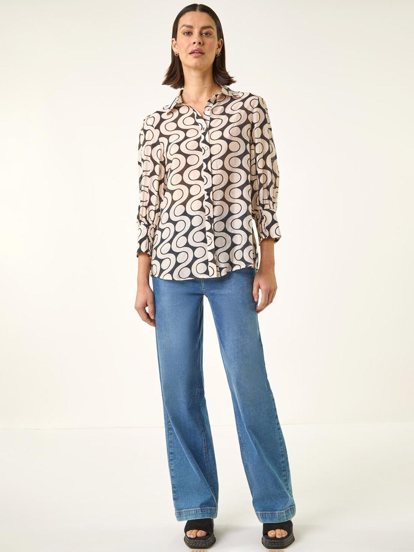 Image 3 of 5 of Roman Geometric Print Collared Shirt