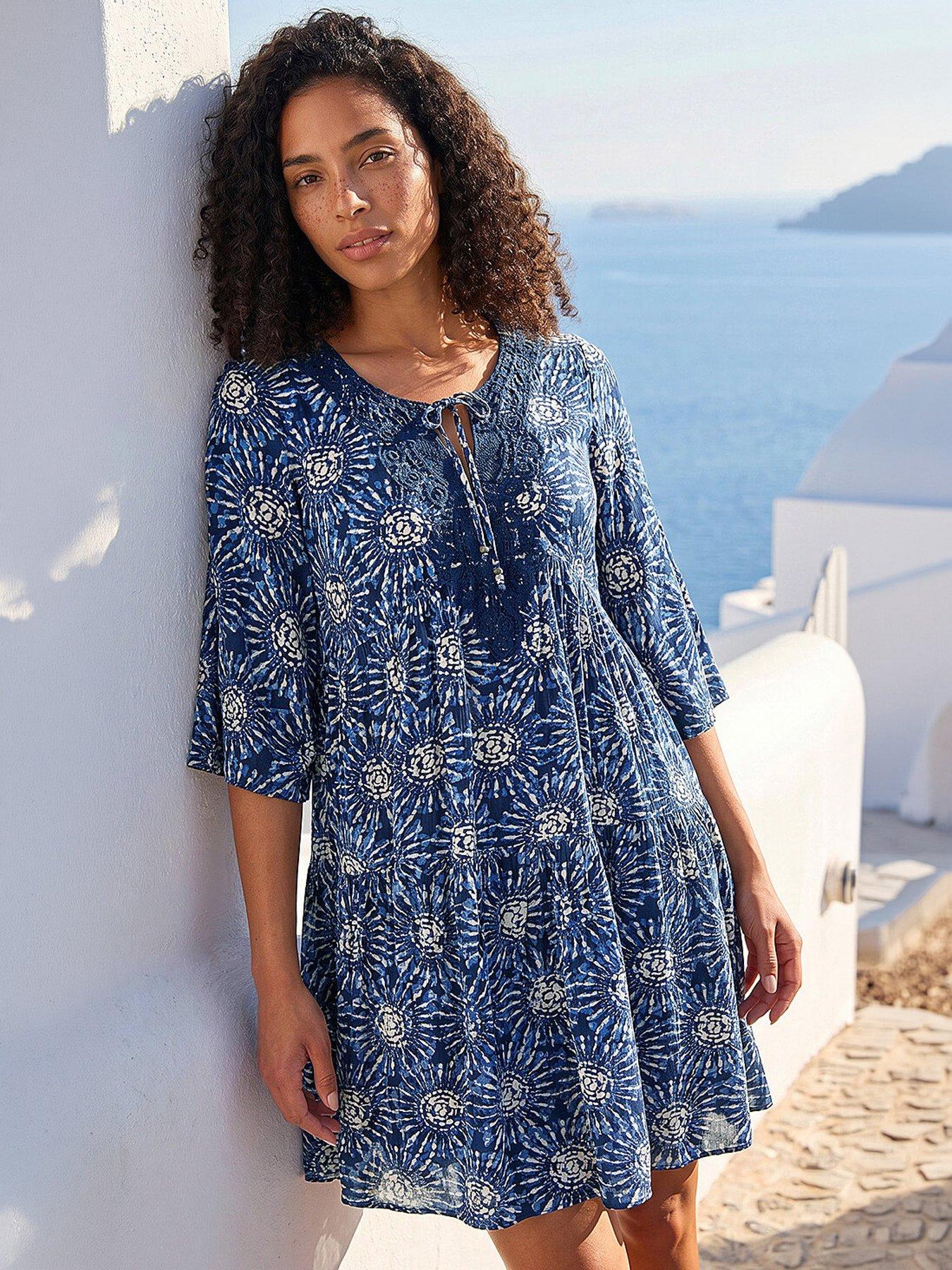 Roman Geo Lace Detail Smock Dress