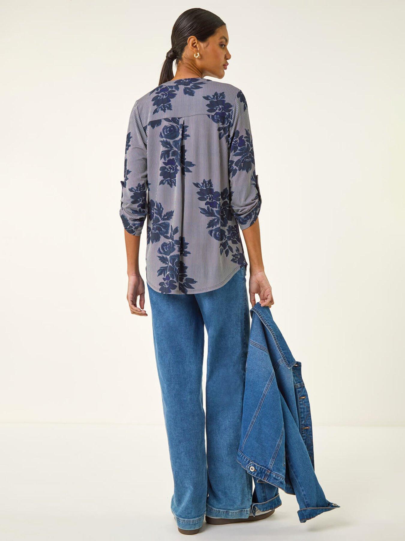 roman-stripe-floral-print-stretch-shirtstillFront