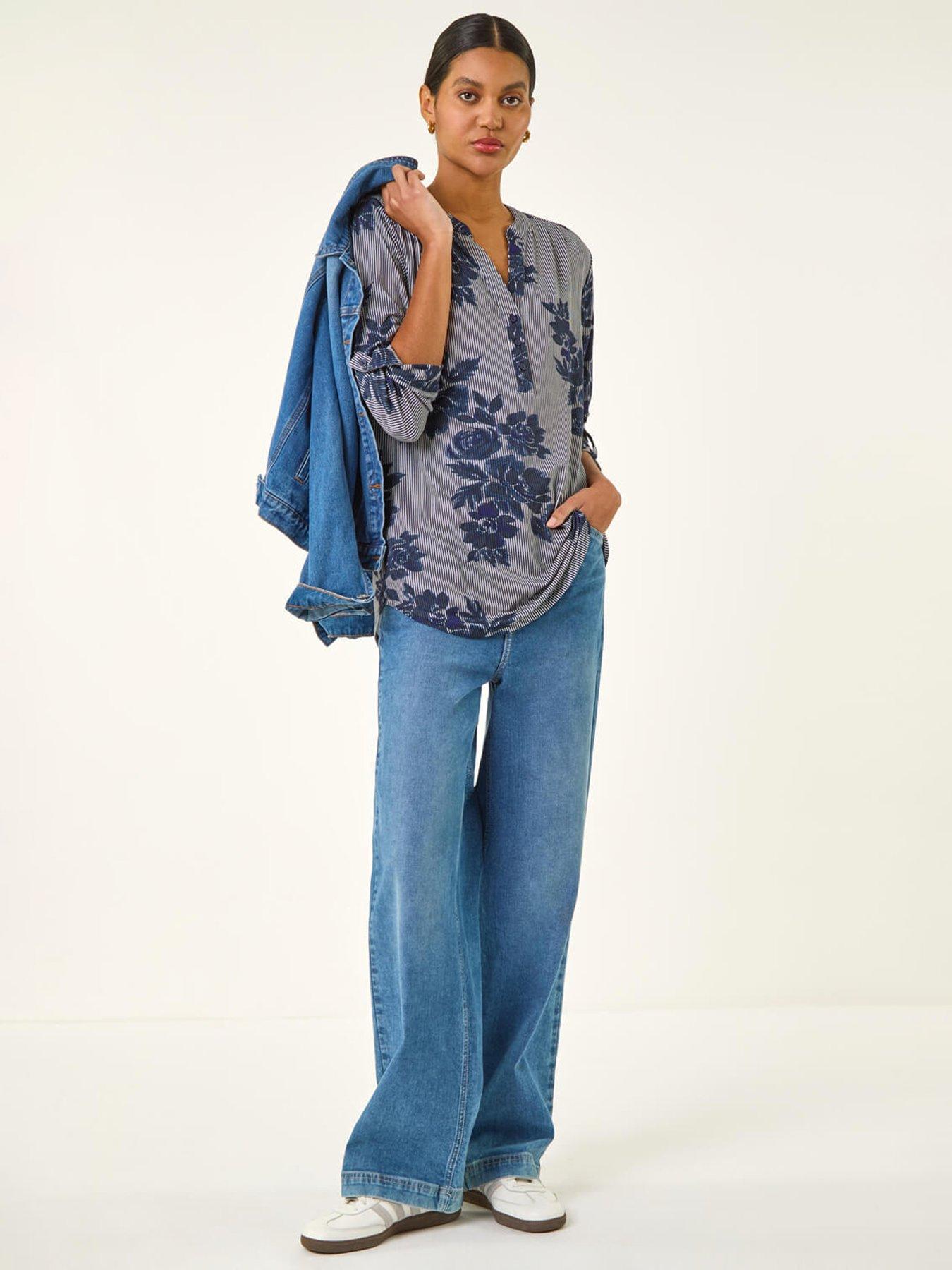 roman-stripe-floral-print-stretch-shirtback