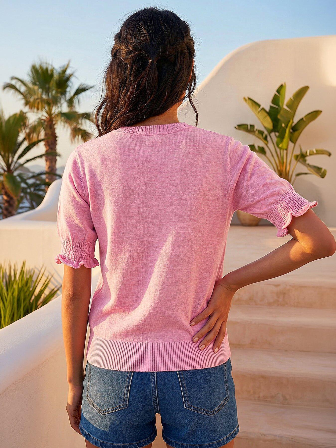 Image 3 of 4 of Roman Petite Shirred Sleeve Knit Top