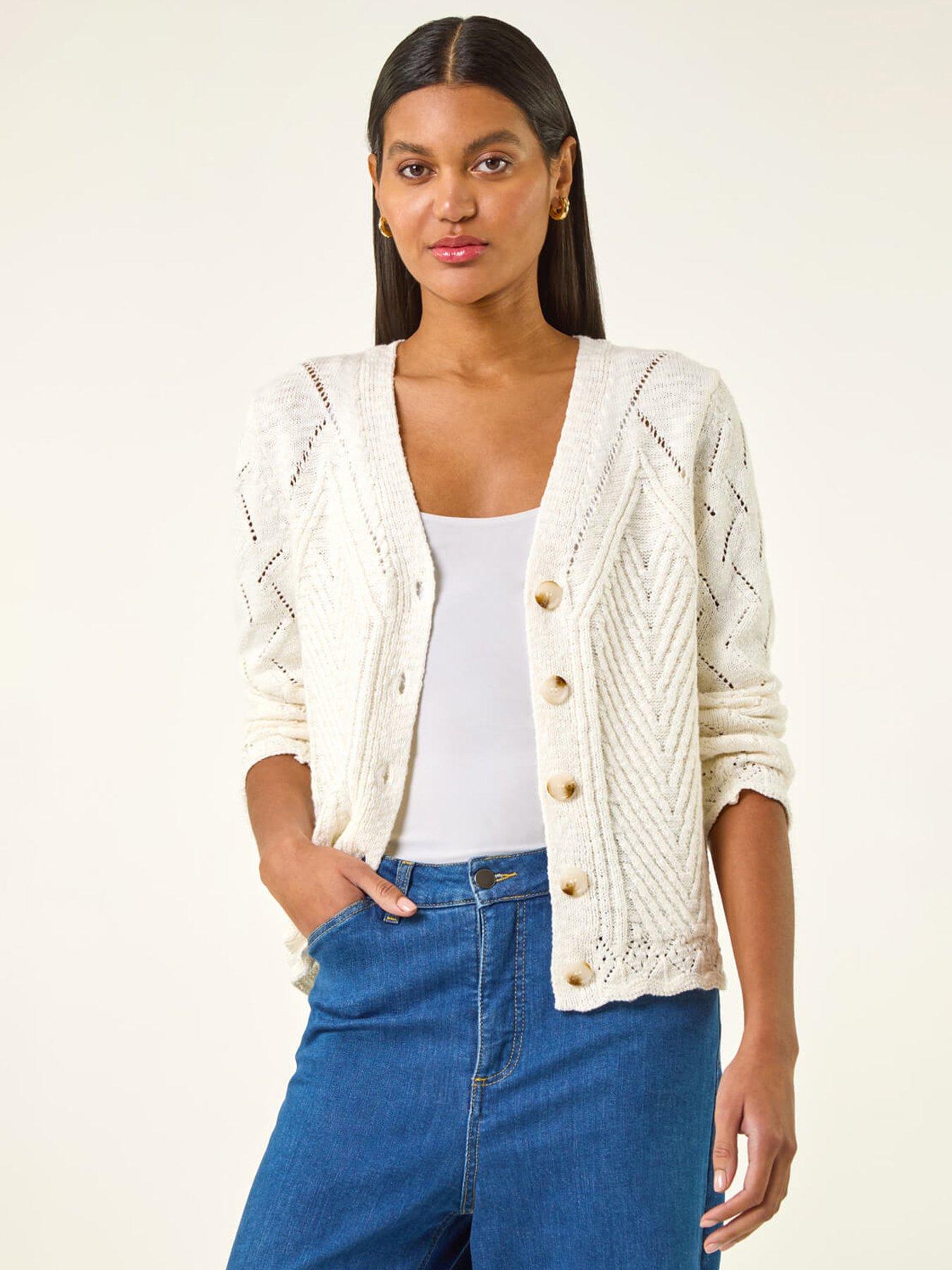 Roman Scallop V-neck Knit Cardigan