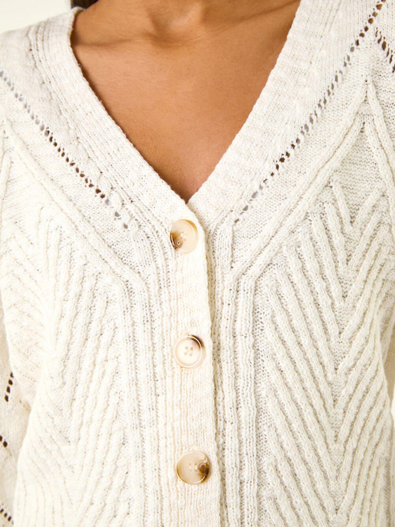 Image 5 of 5 of Roman Scallop V-neck Knit Cardigan