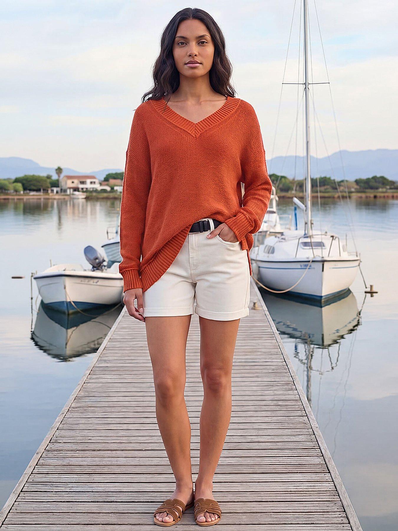 Roman Ribbed V-neck Boyfriend Jumper