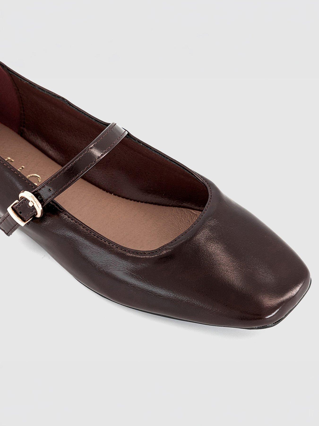 Image 3 of 4 of OFFICE Flourish - Square Toe Mary Jane Ballet Pump - Brown