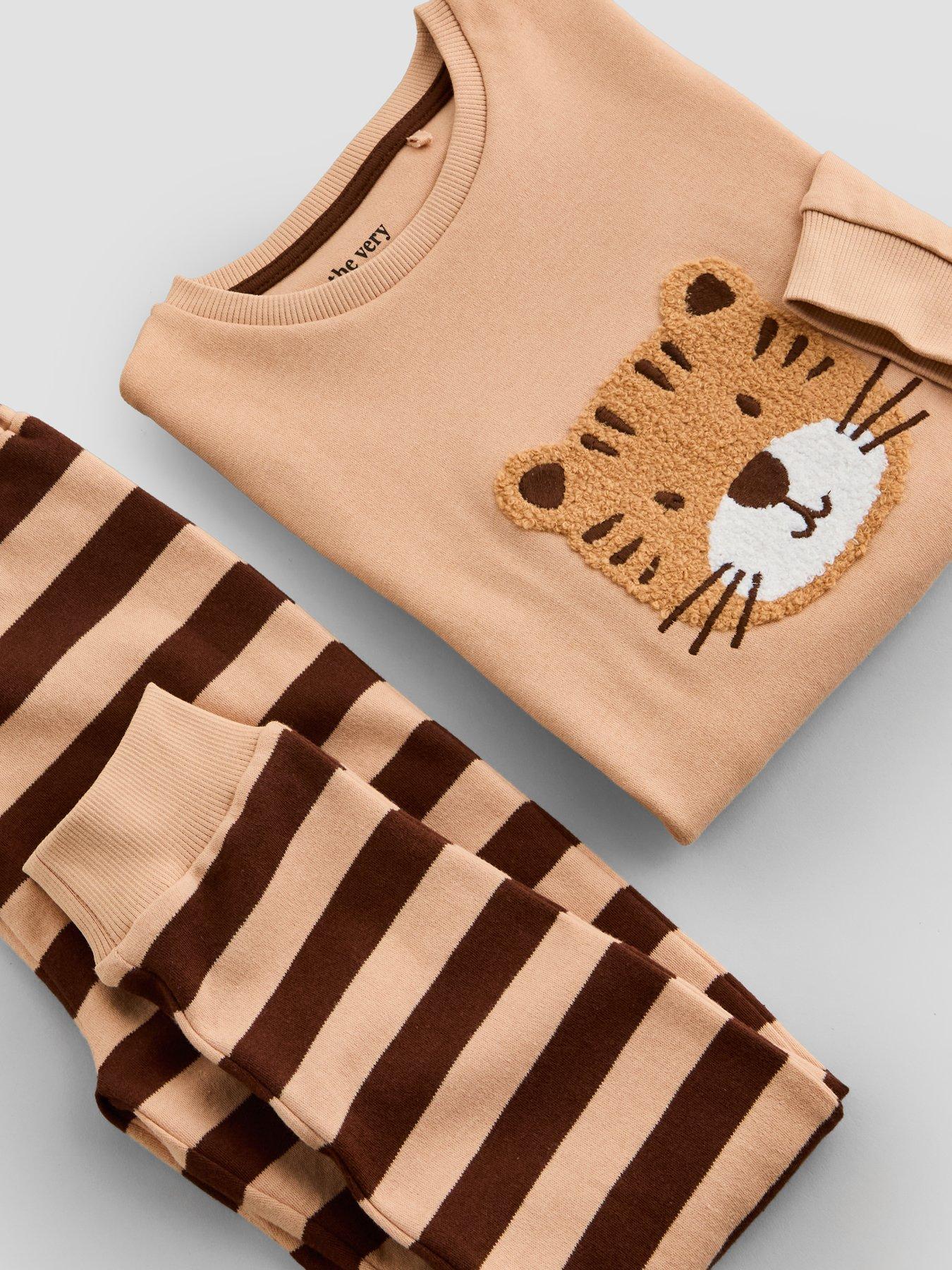 Image 5 of 5 of The Very Collection Tiger Striped Single Long Sleeve Pyjama (9 months - 7 years) - Brown