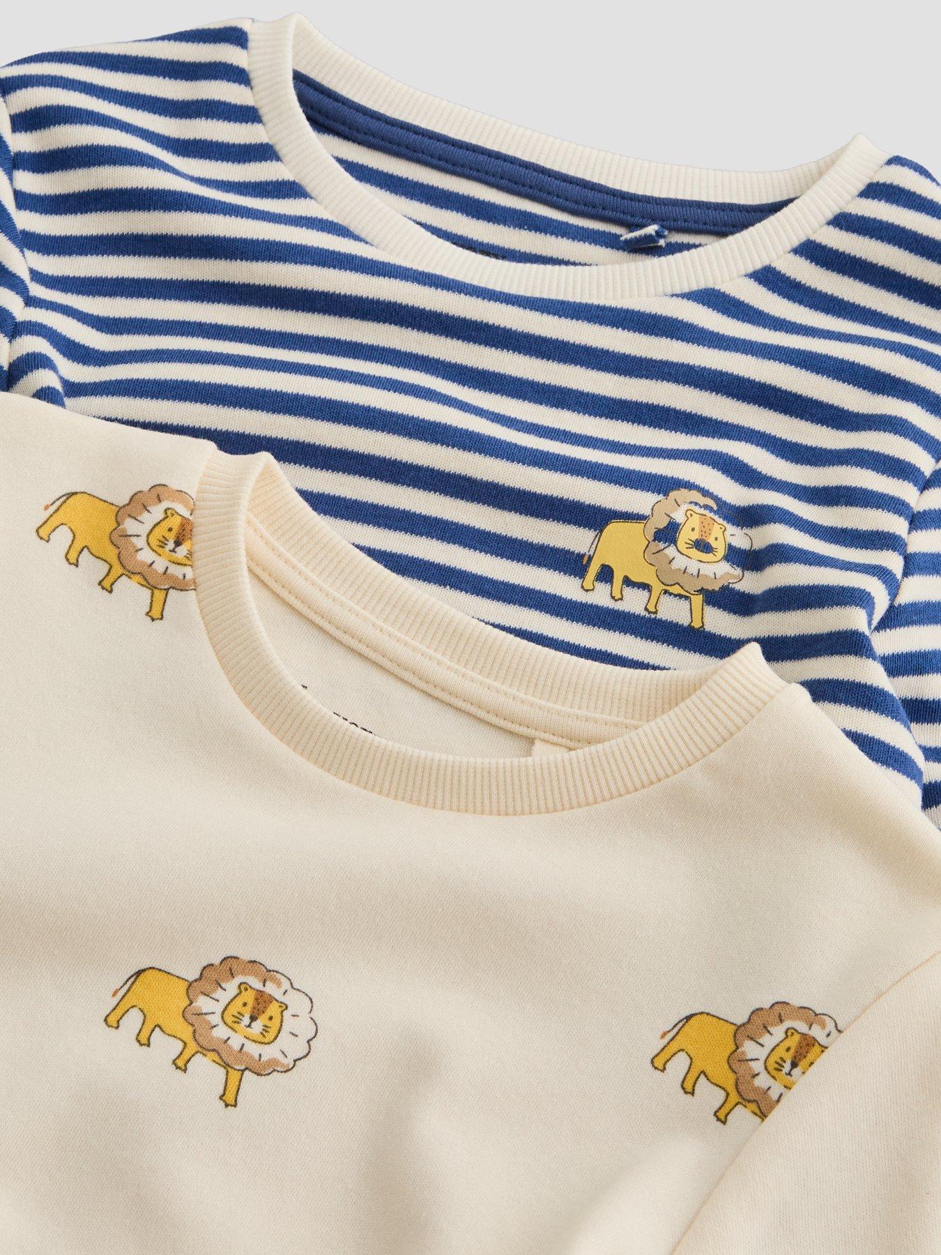 Image 4 of 5 of The Very Collection 2 Pack Lion Striped Long Sleeve Pyjama - Cream