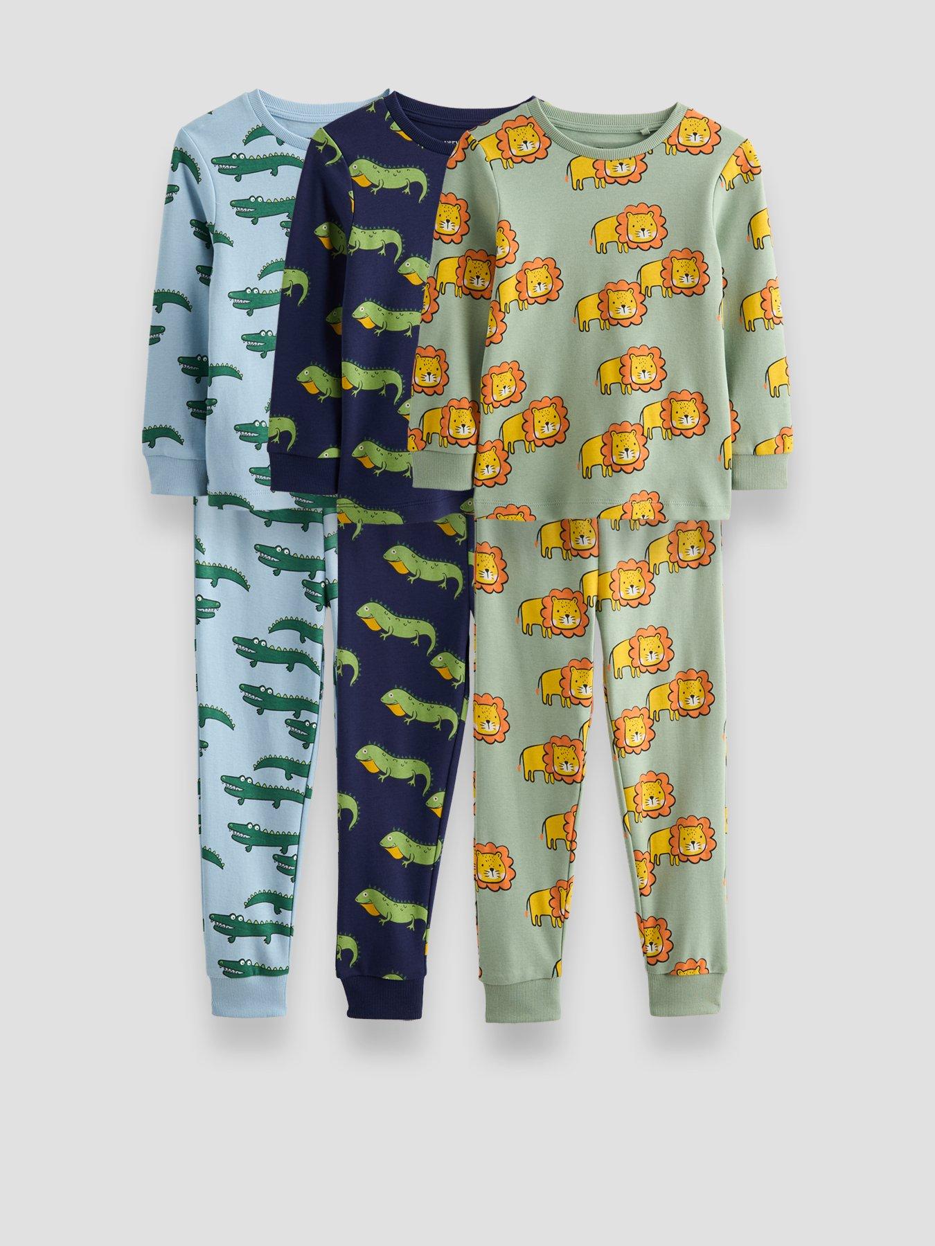 Image 1 of 5 of The Very Collection 3 Pack Safari Print Long Sleeve Pyjamas (9 months - 7 years) - Multi