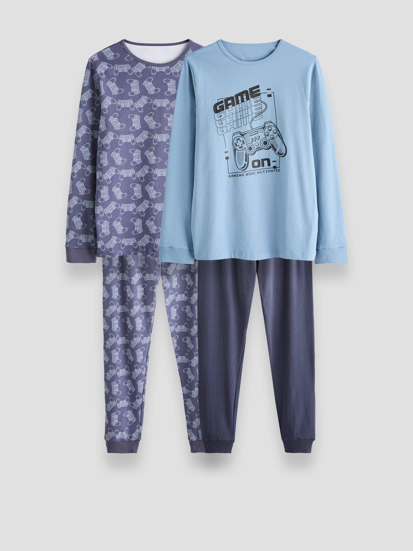 The Very Collection Boys' Gaming Print Pyjama Set 2 Pack - Navy