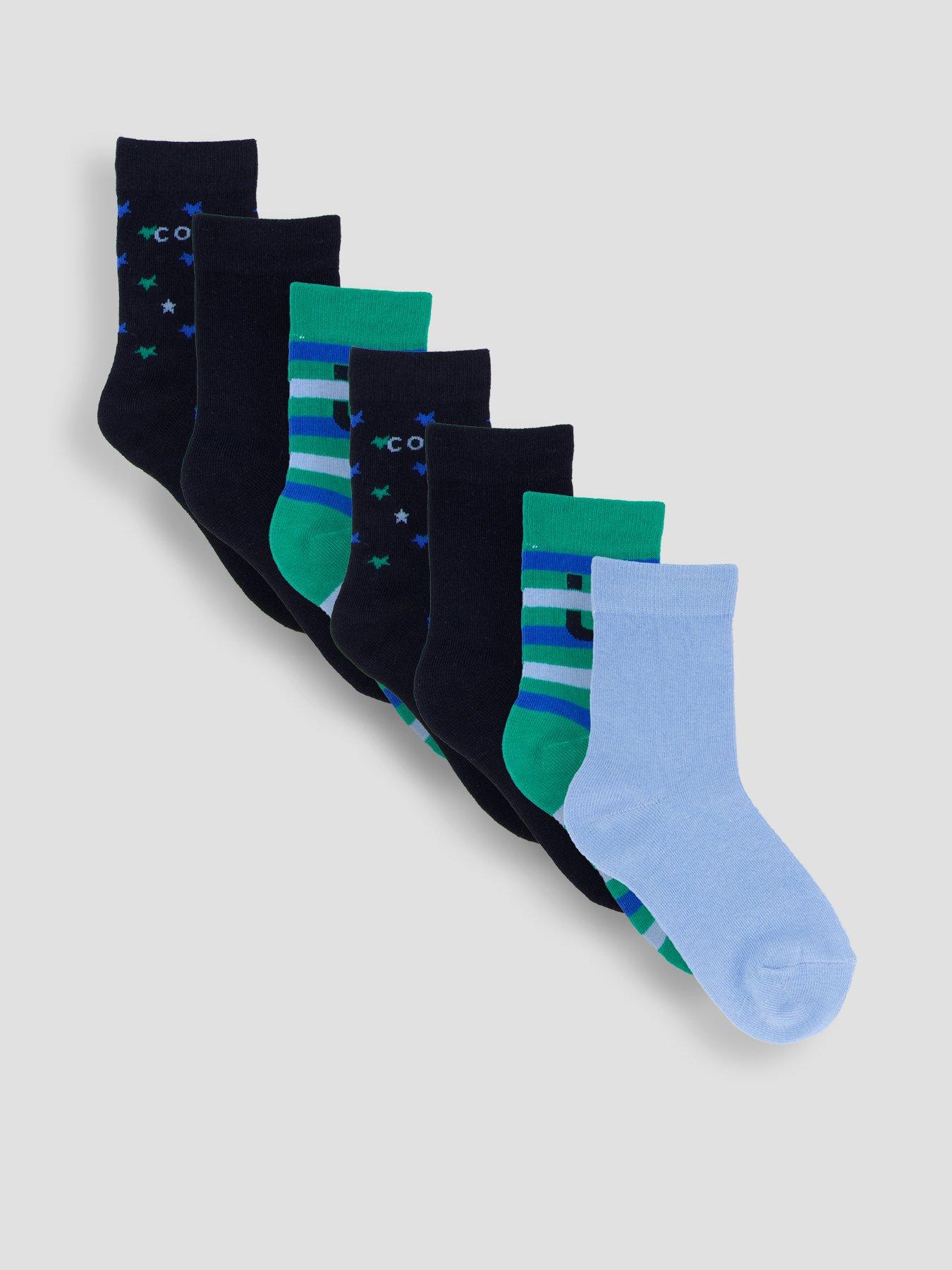 The Very Collection 7 Pack Smile Socks - Blue
