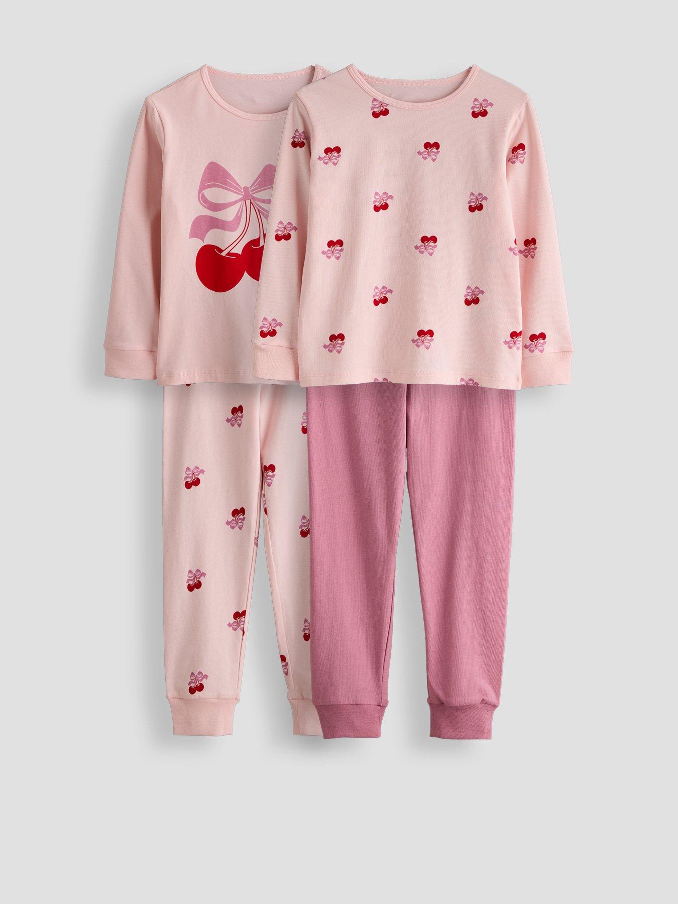 Image 1 of 5 of The Very Collection 2 Pack Cherry Printed Long Sleeve Pyjama (9 months - 7 years) - Pink