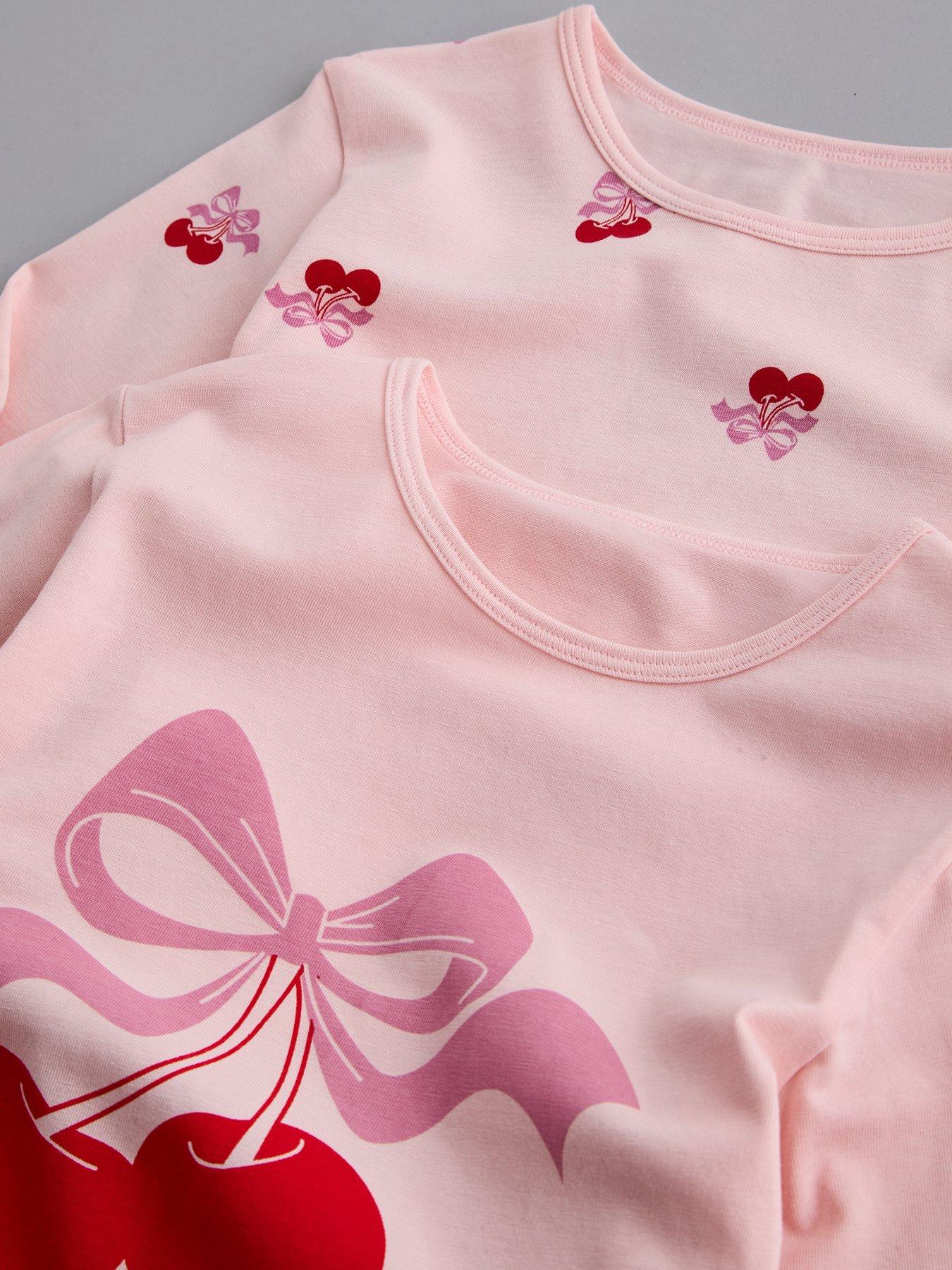 Image 4 of 5 of The Very Collection 2 Pack Cherry Printed Long Sleeve Pyjama (9 months - 7 years) - Pink