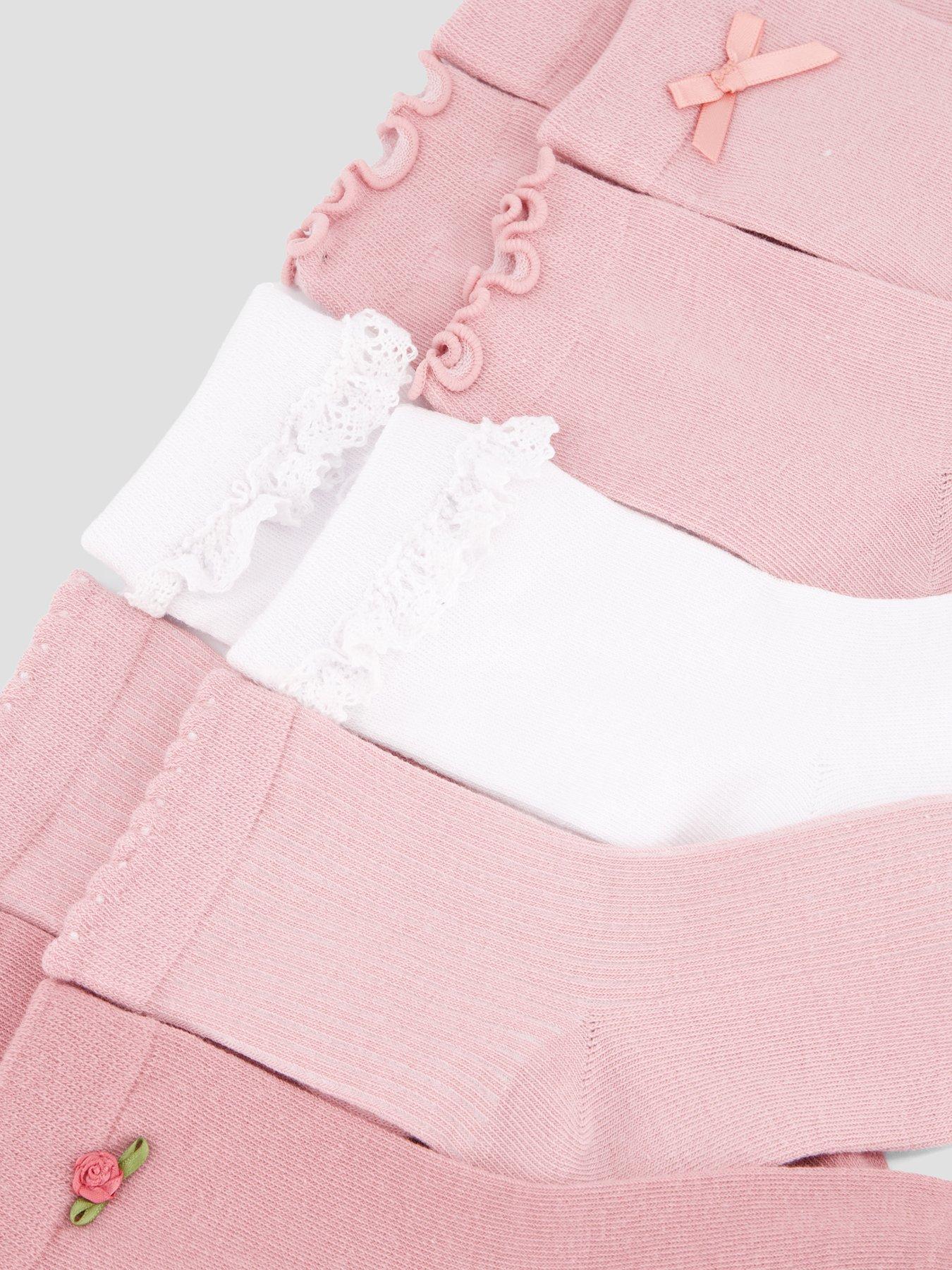 Image 3 of 3 of The Very Collection 5 Pack Frill Sock - Pink