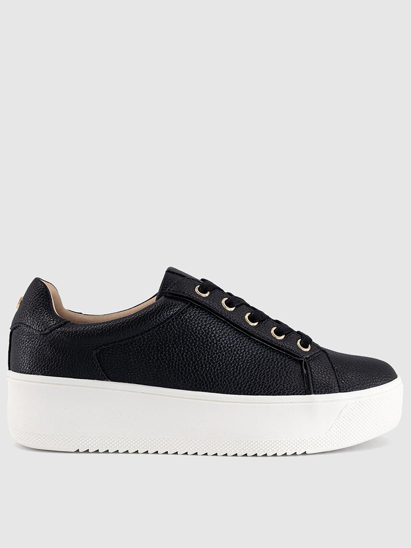office-twister-lace-up-platform-trainer-black