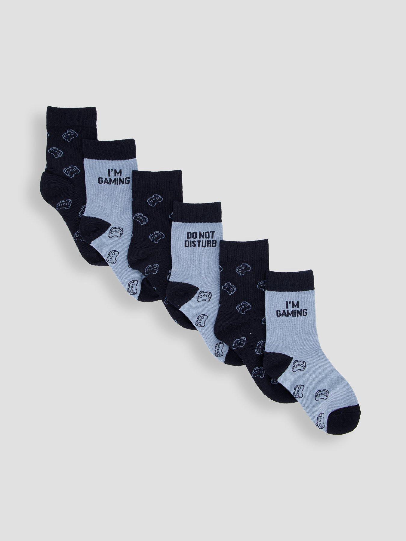 The Very Collection Kids Gamer 6 Pack Socks - Blue