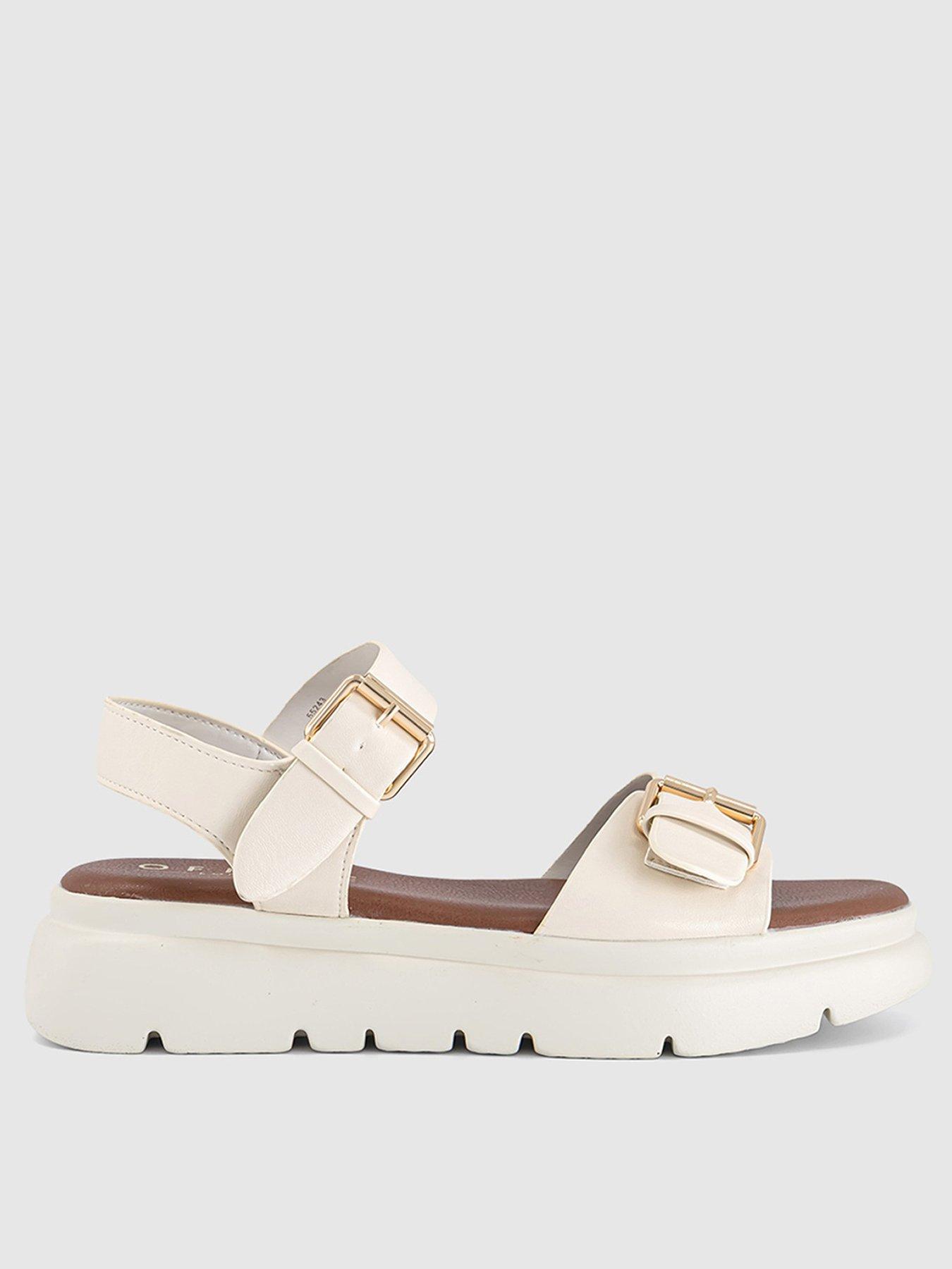 OFFICE Sage- Buckle Detail Platform Sandal - White Pu