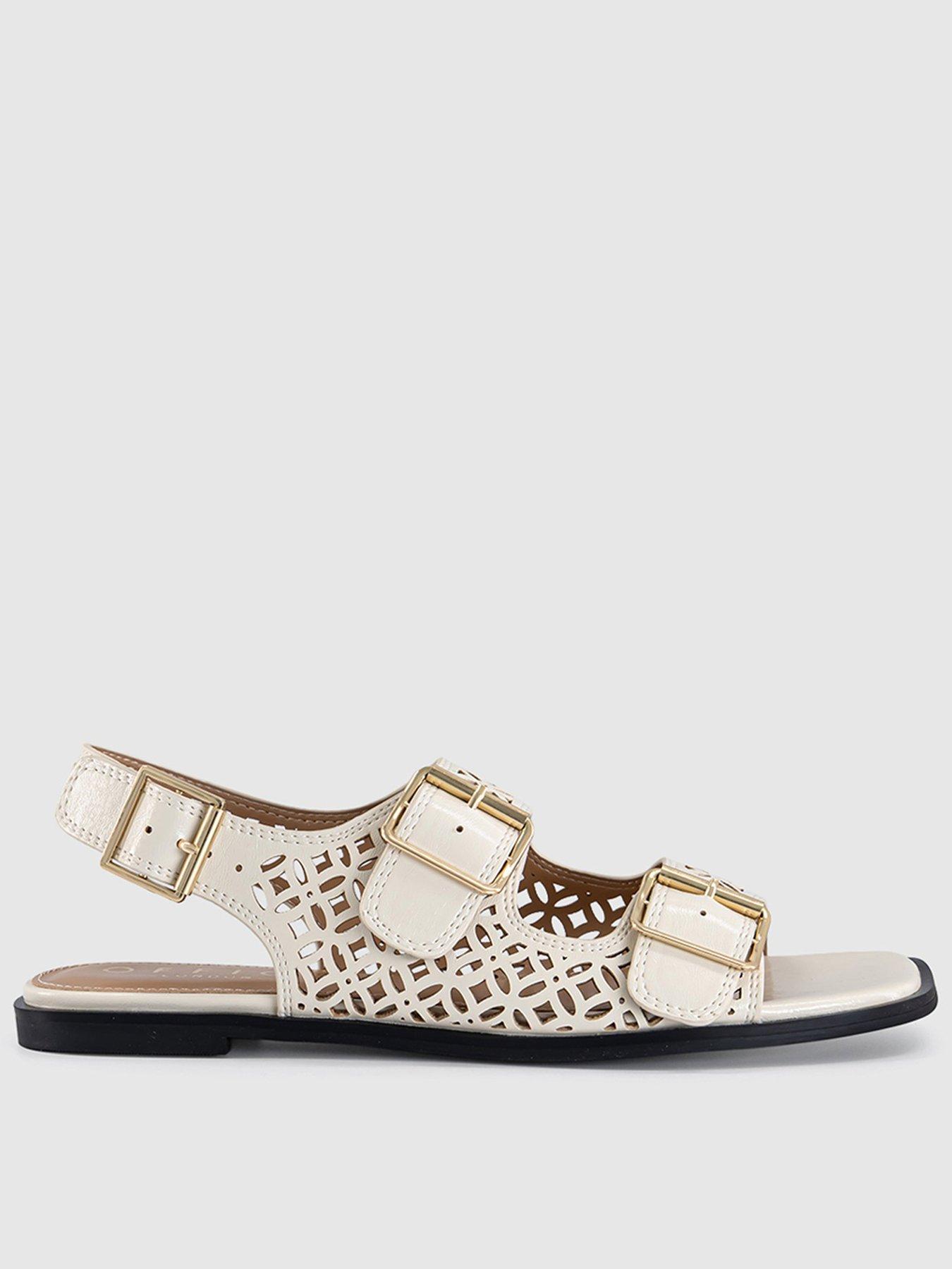 Image 1 of 5 of OFFICE Sienna Laser Cut Buckle Detail Sandal - Cream