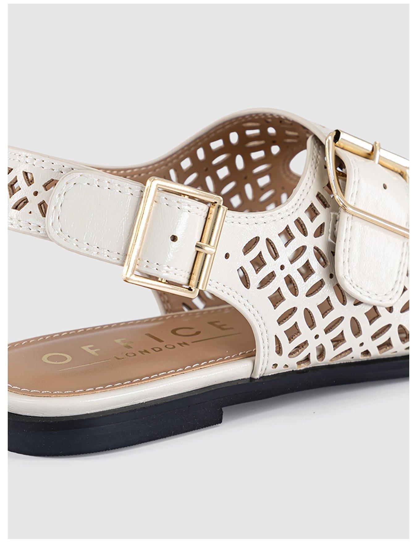 Image 2 of 5 of OFFICE Sienna Laser Cut Buckle Detail Sandal - Cream