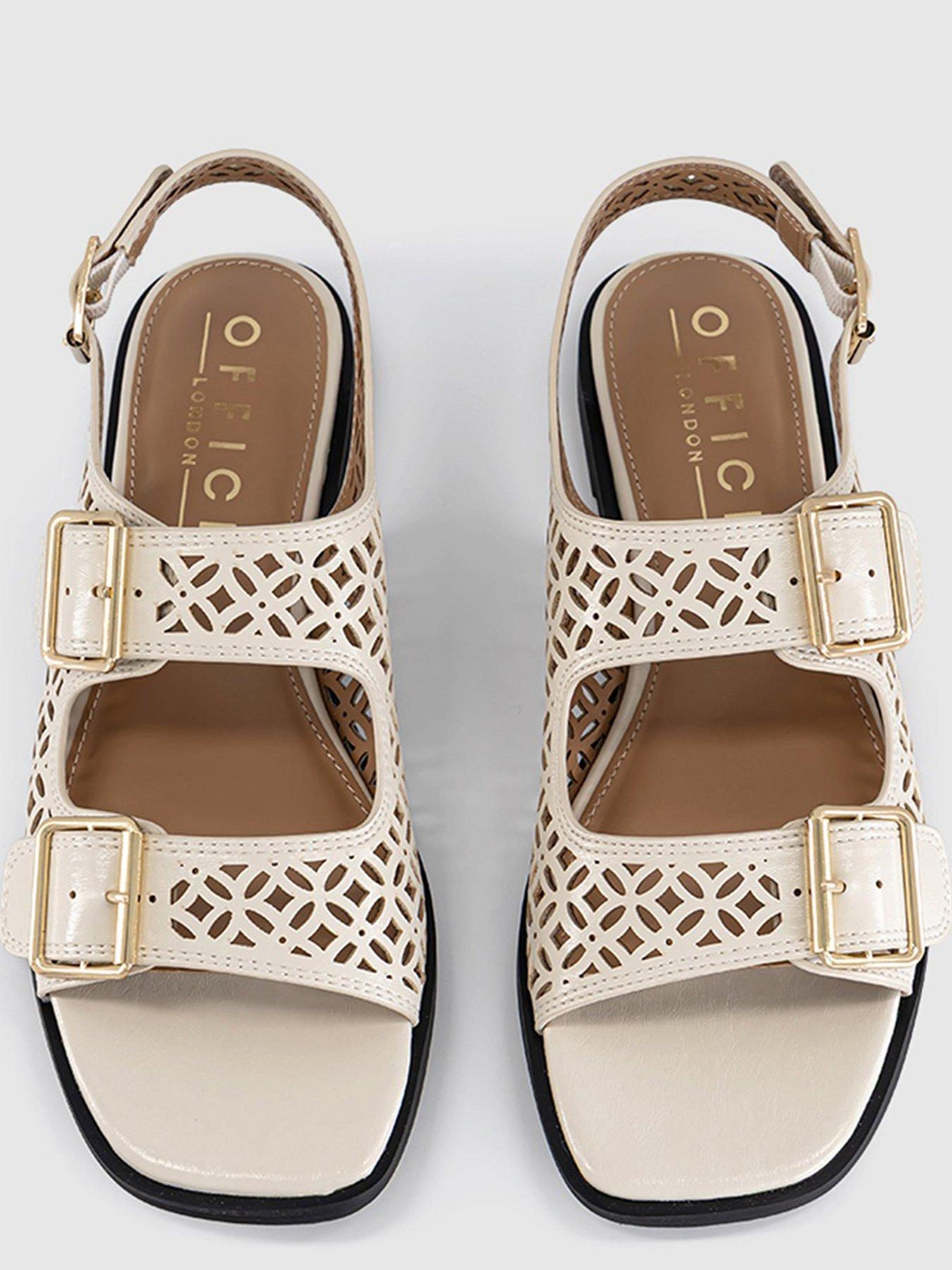 Image 3 of 5 of OFFICE Sienna Laser Cut Buckle Detail Sandal - Cream