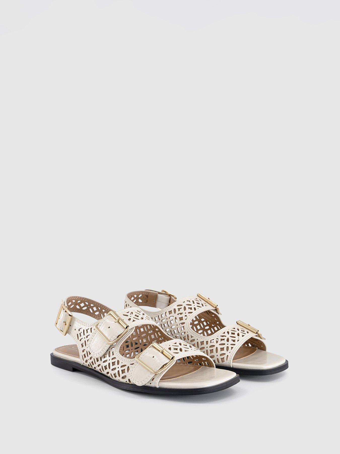 Image 5 of 5 of OFFICE Sienna Laser Cut Buckle Detail Sandal - Cream
