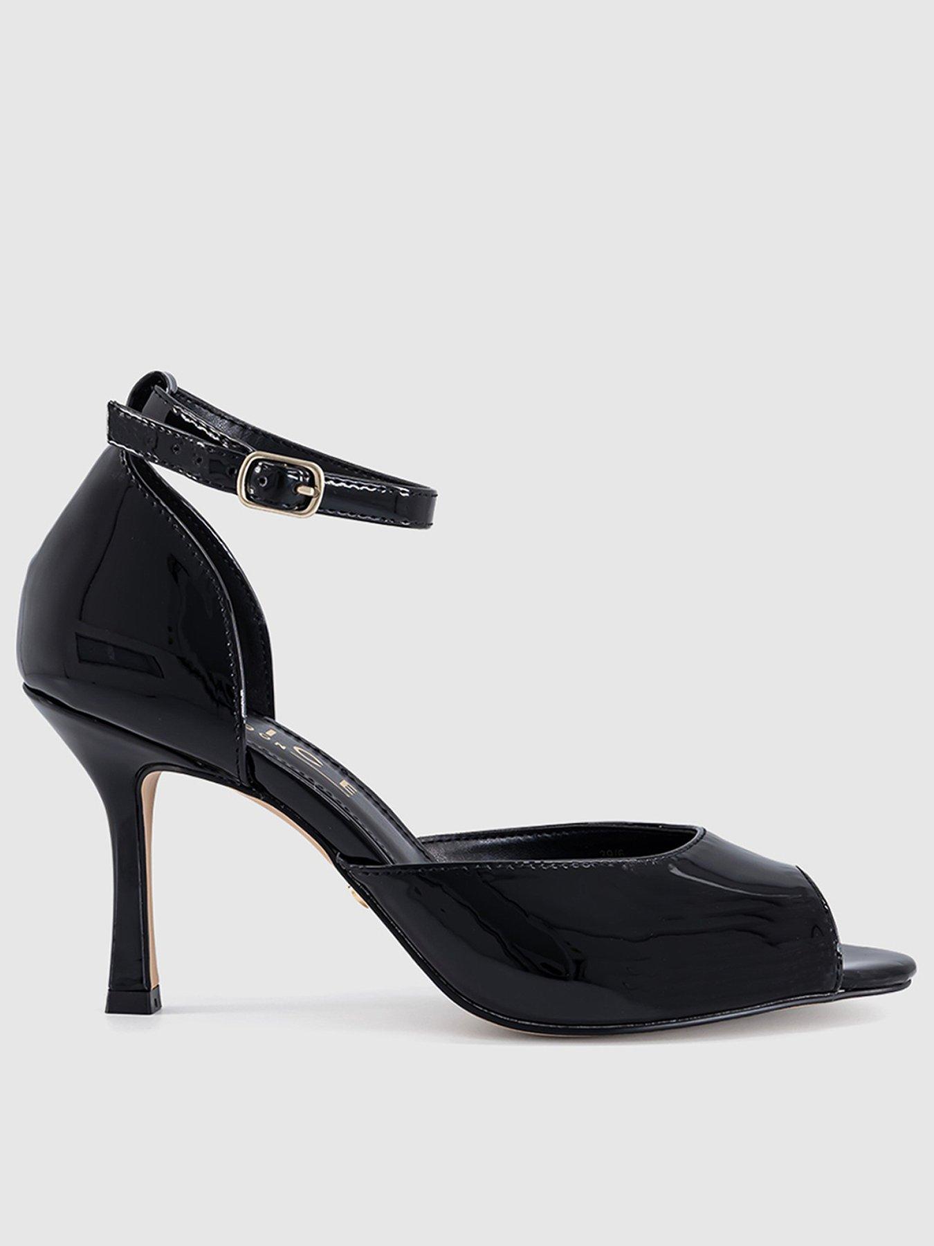 Image 1 of 5 of OFFICE Harlequin Peep Toe Heeled Sandal - Black