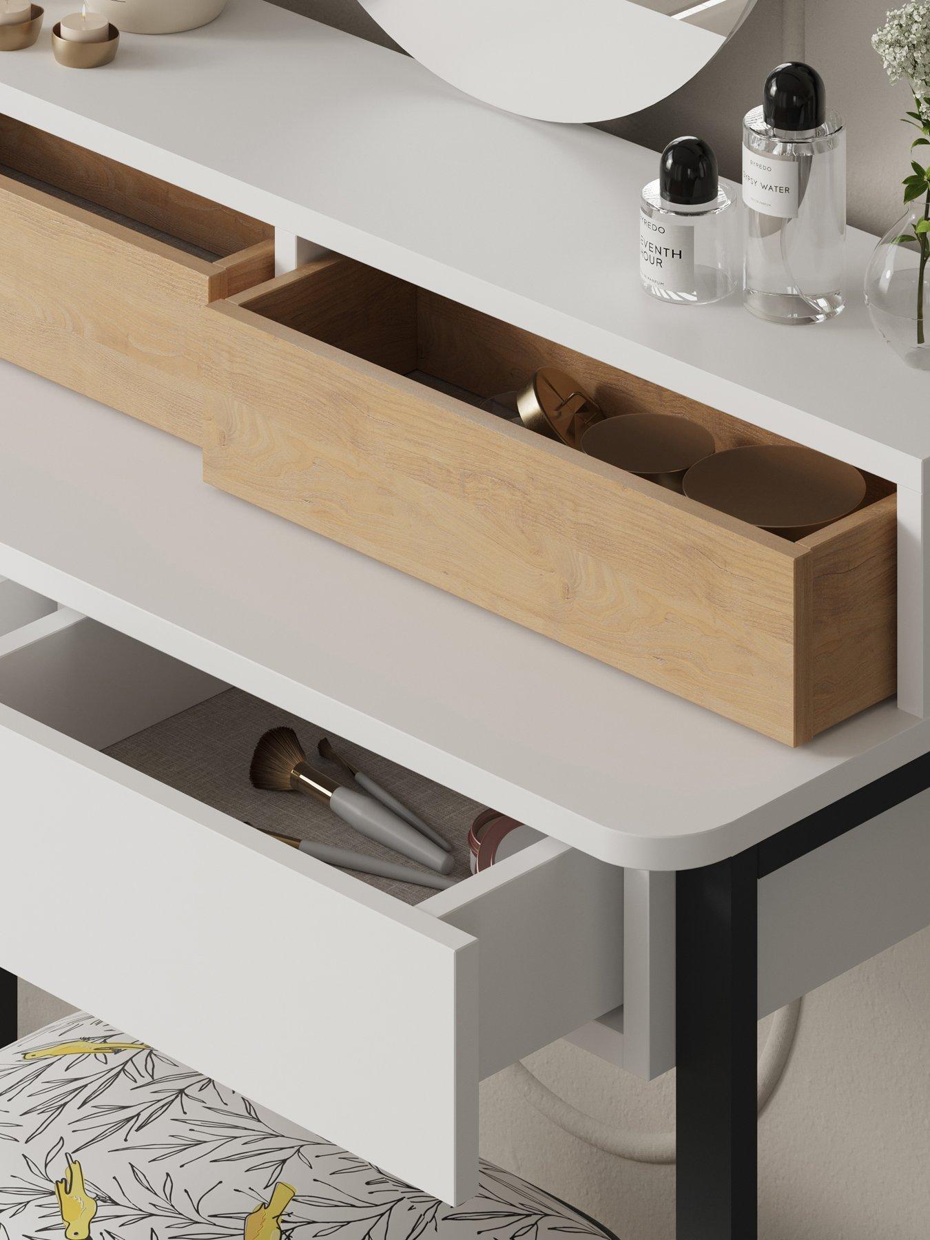 Image 4 of 6 of Decortie Lora Dressing Table - White / Oak